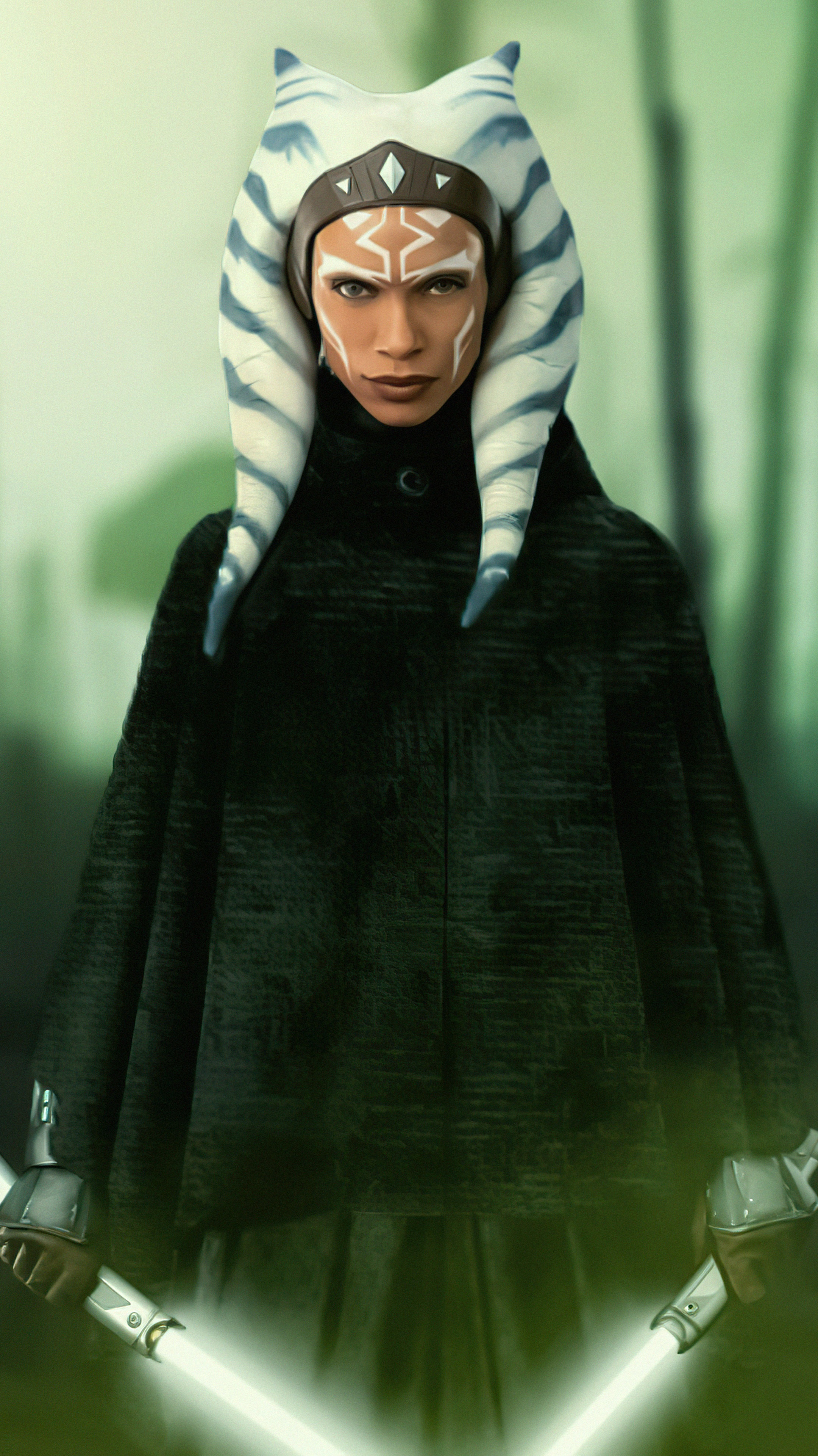 Ahsoka Tano from Star Wars holding lightsabers HD Phone Wallpaper
