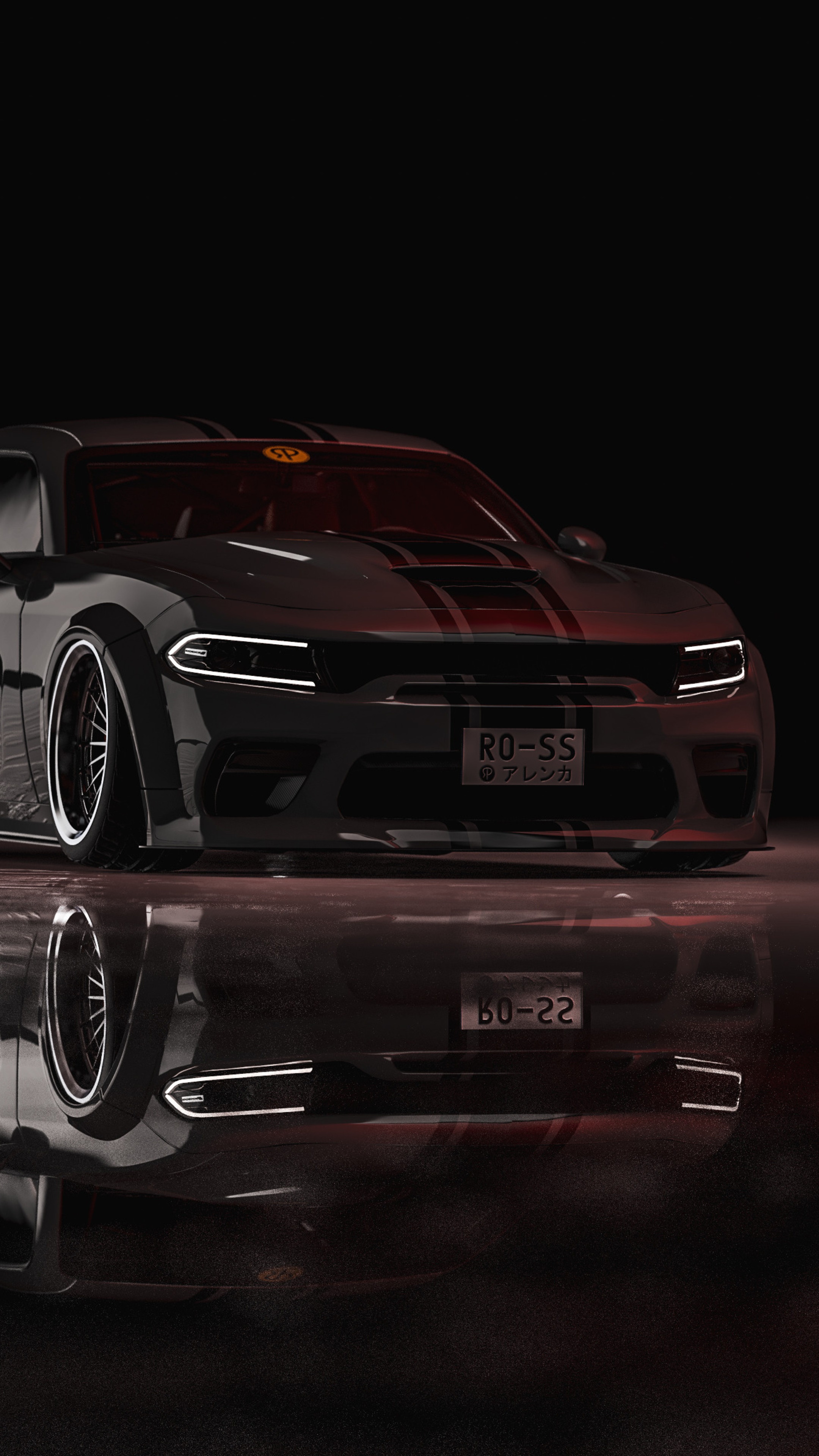 4K Dodge Charger with Racing Stripes HD Phone Wallpaper