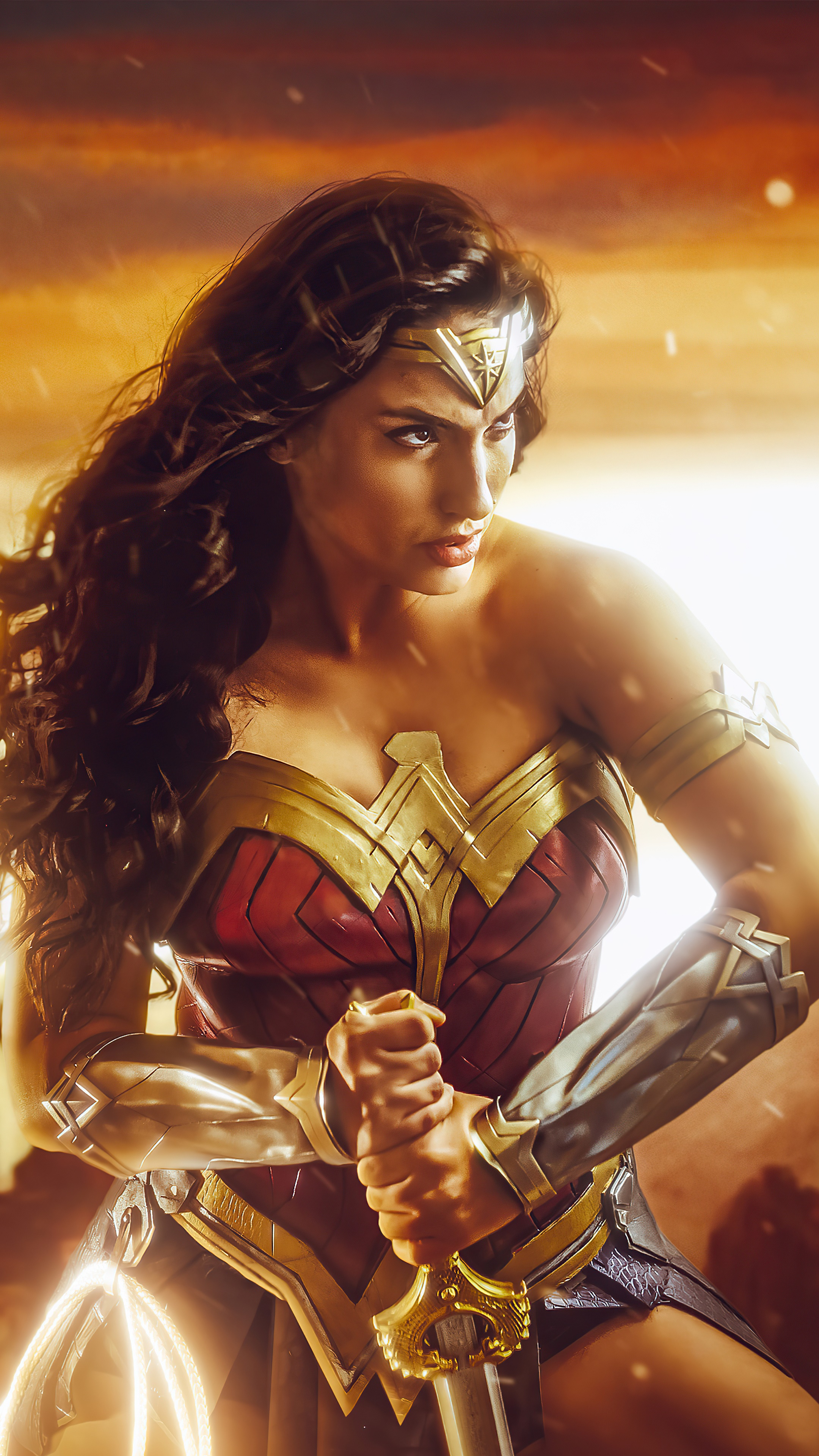 Wonder Woman holding a sword HD Phone Wallpaper
