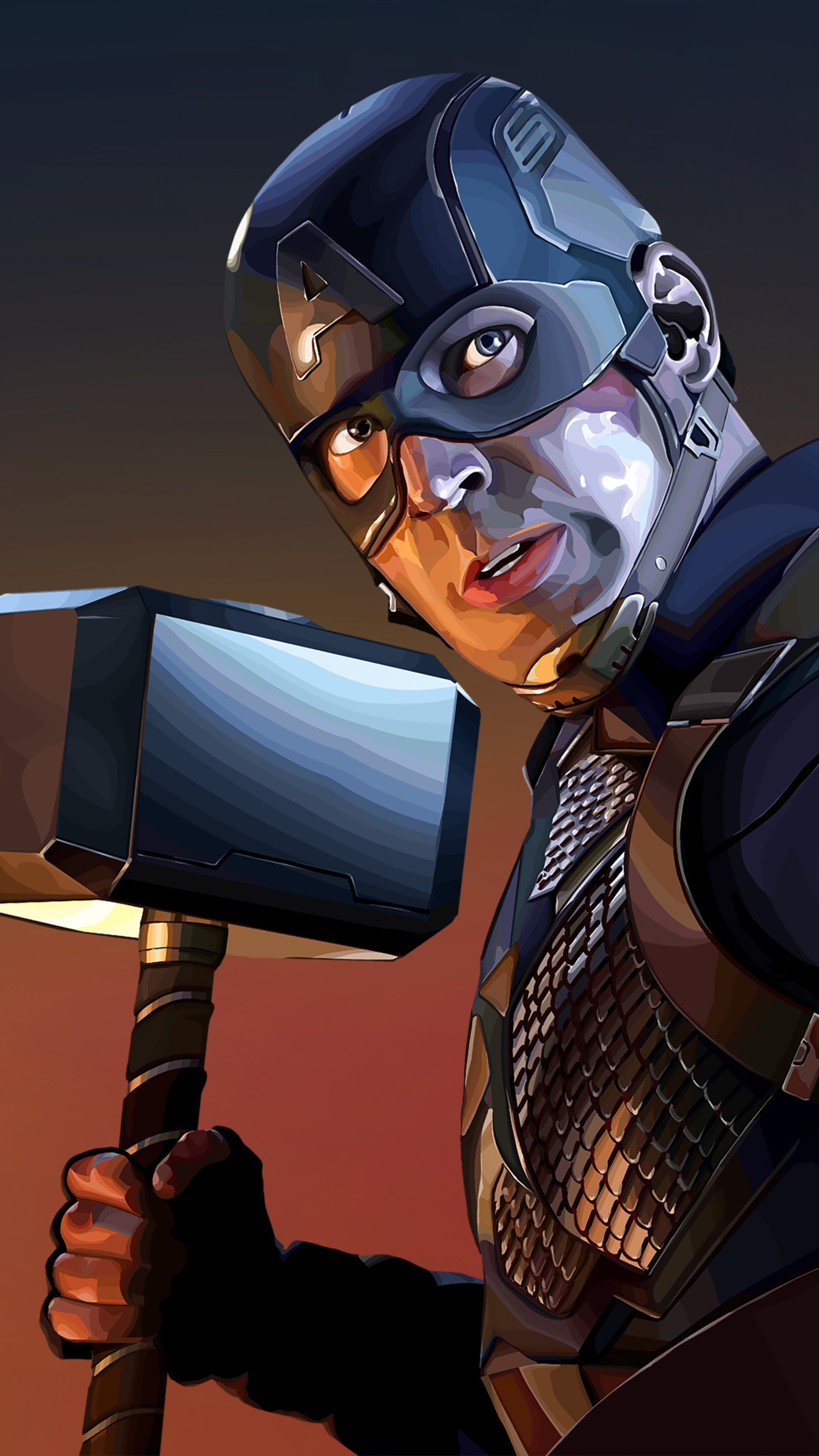 Captain America holding Mjolnir HD Phone Wallpaper