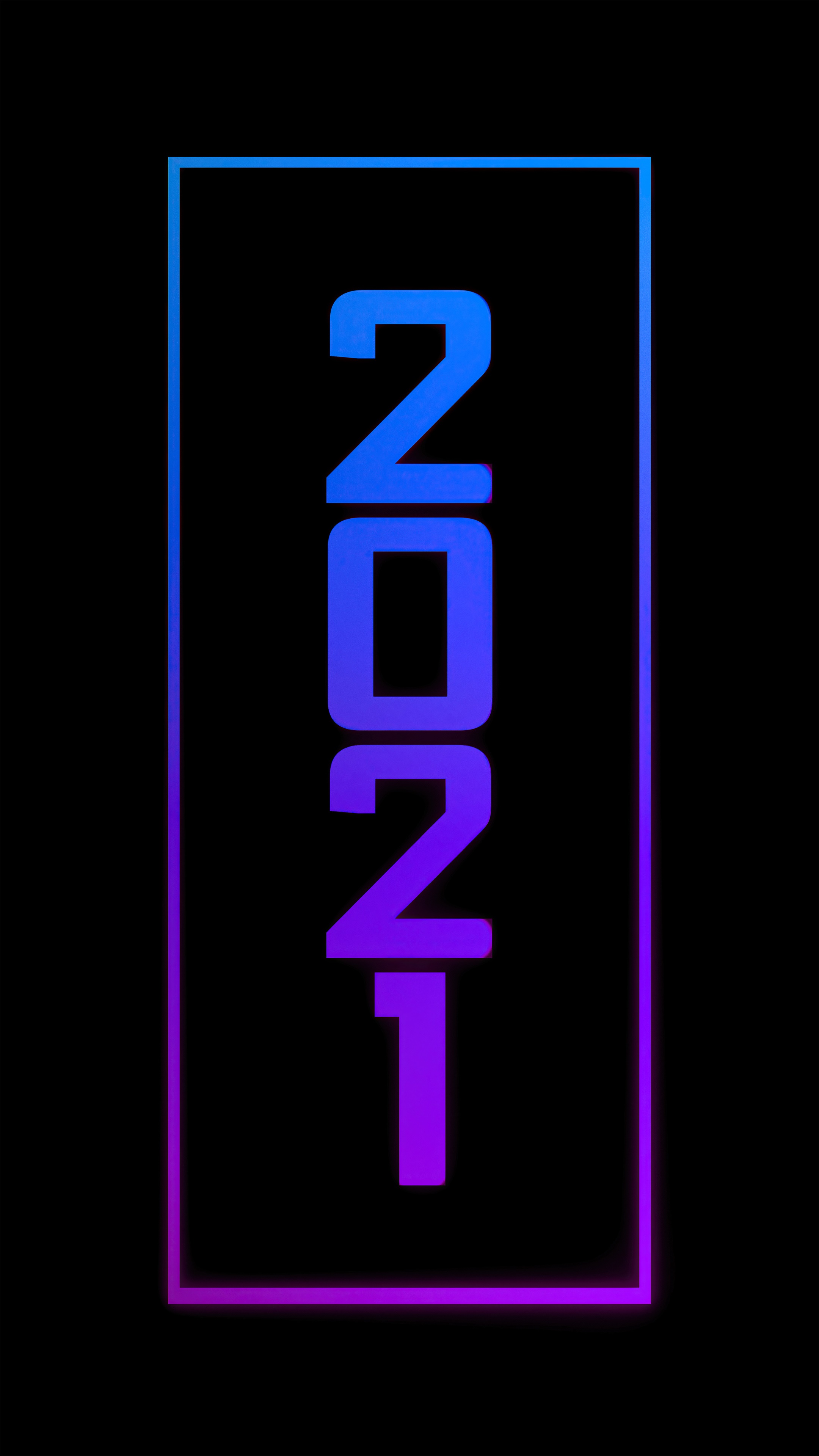 Happy New Year 2021 Gradient Frame HD Phone Wallpaper