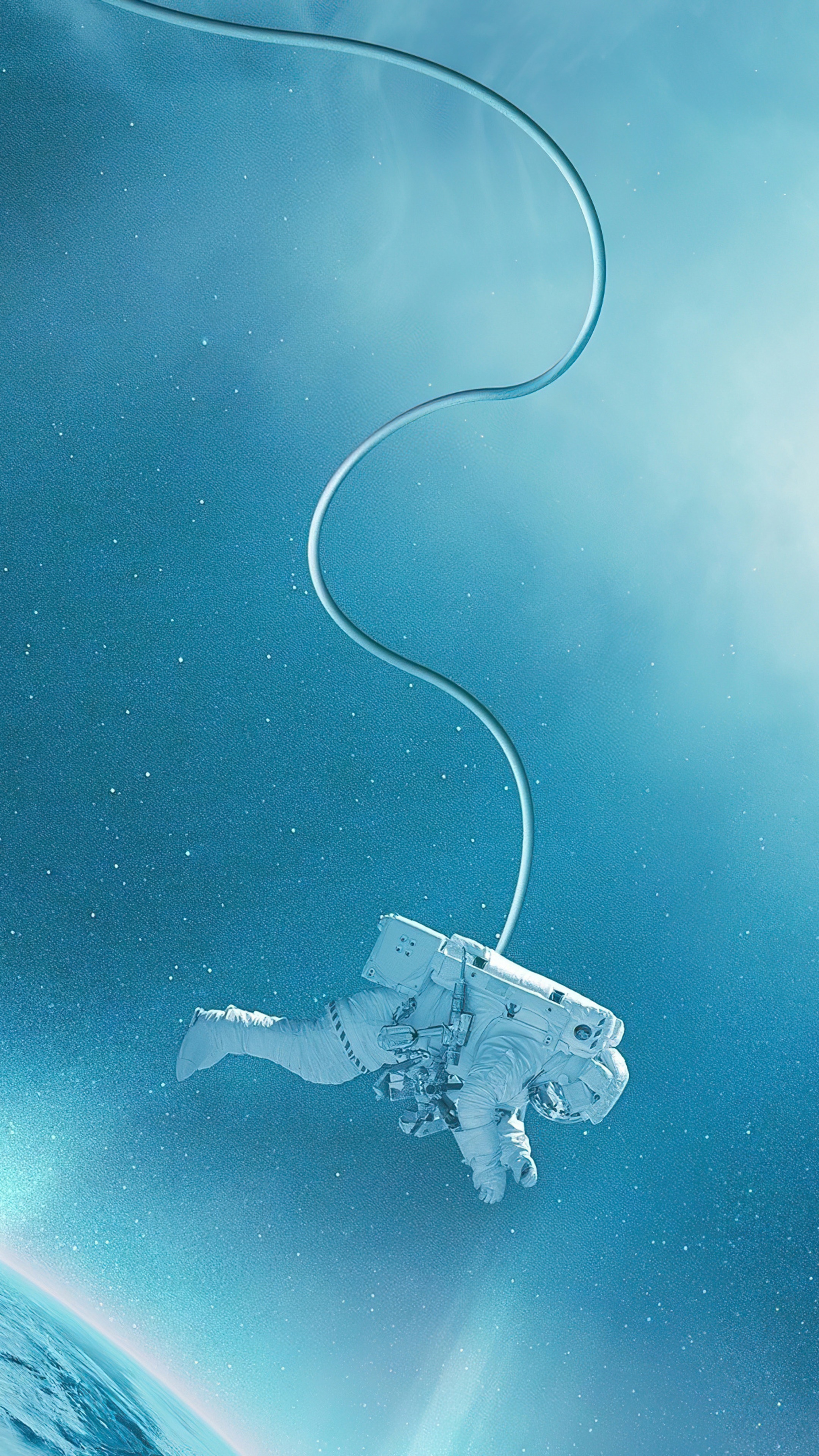 Astronaut floating in space with Earth below HD Phone Wallpaper