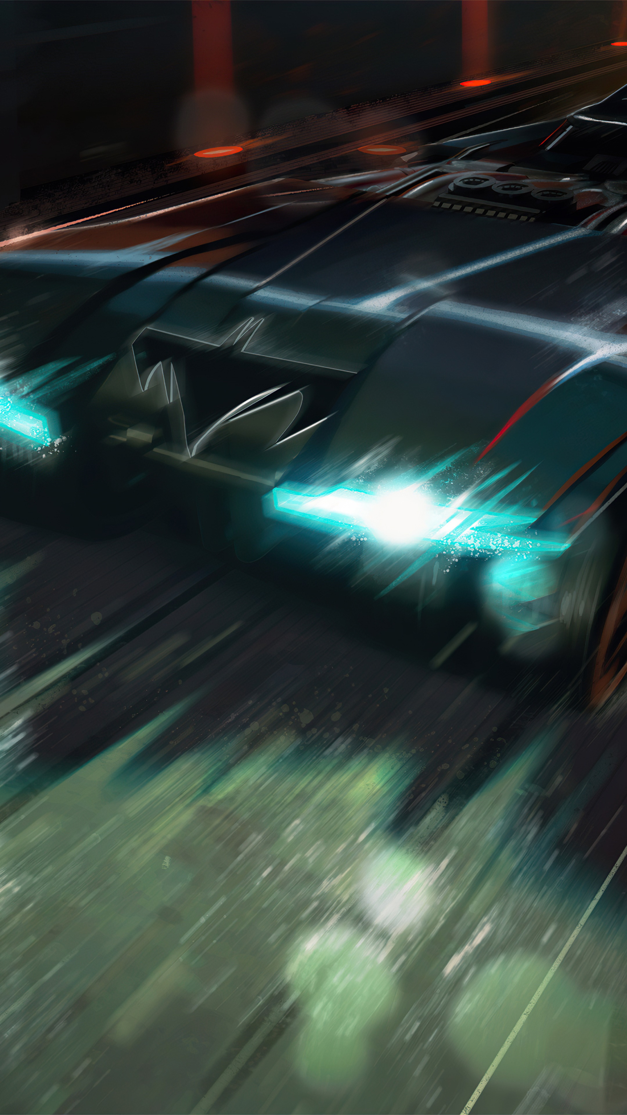 The Batmobile driving at night HD Phone Wallpaper