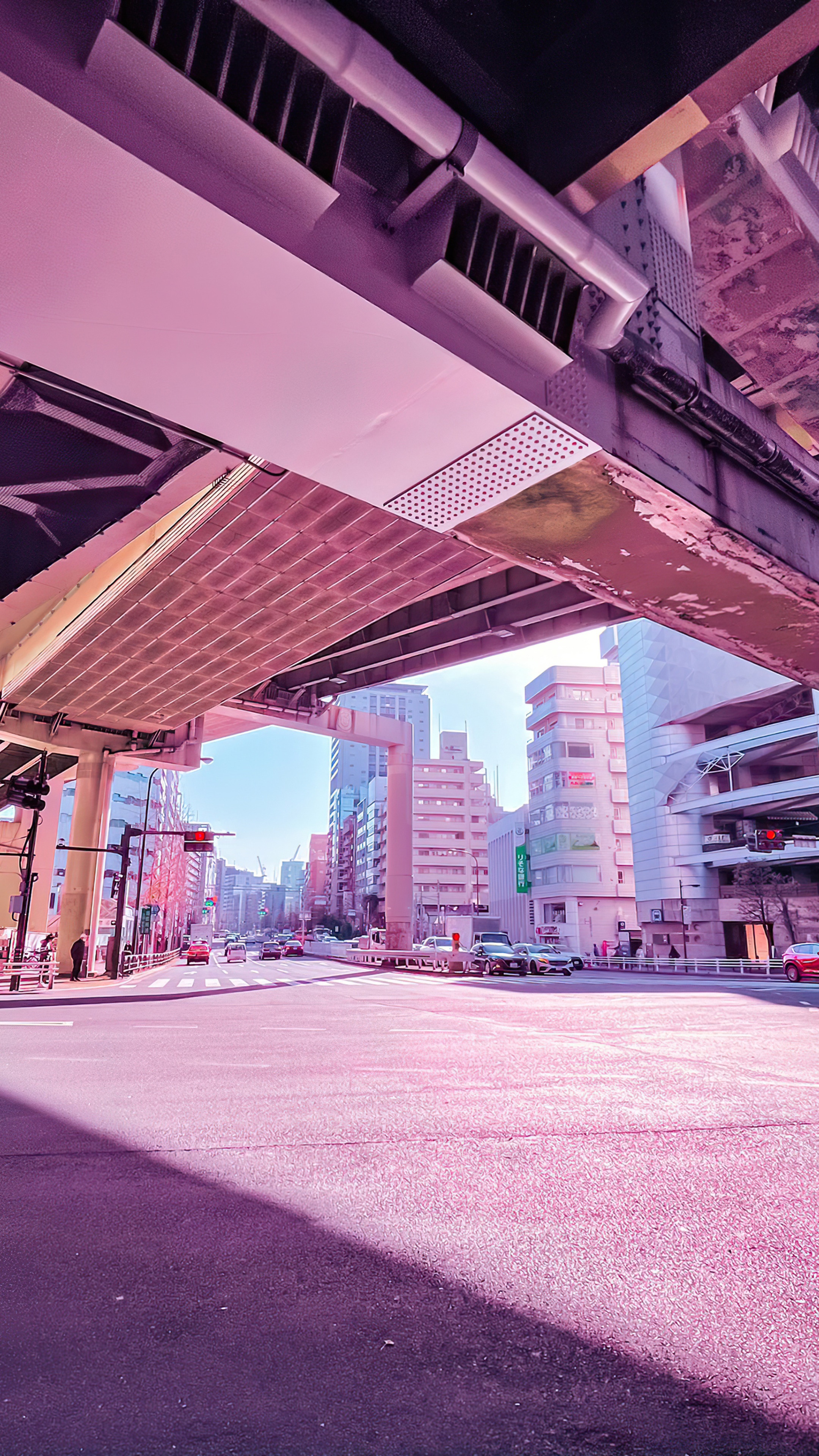 City street under a bridge, 4K HD Phone Wallpaper