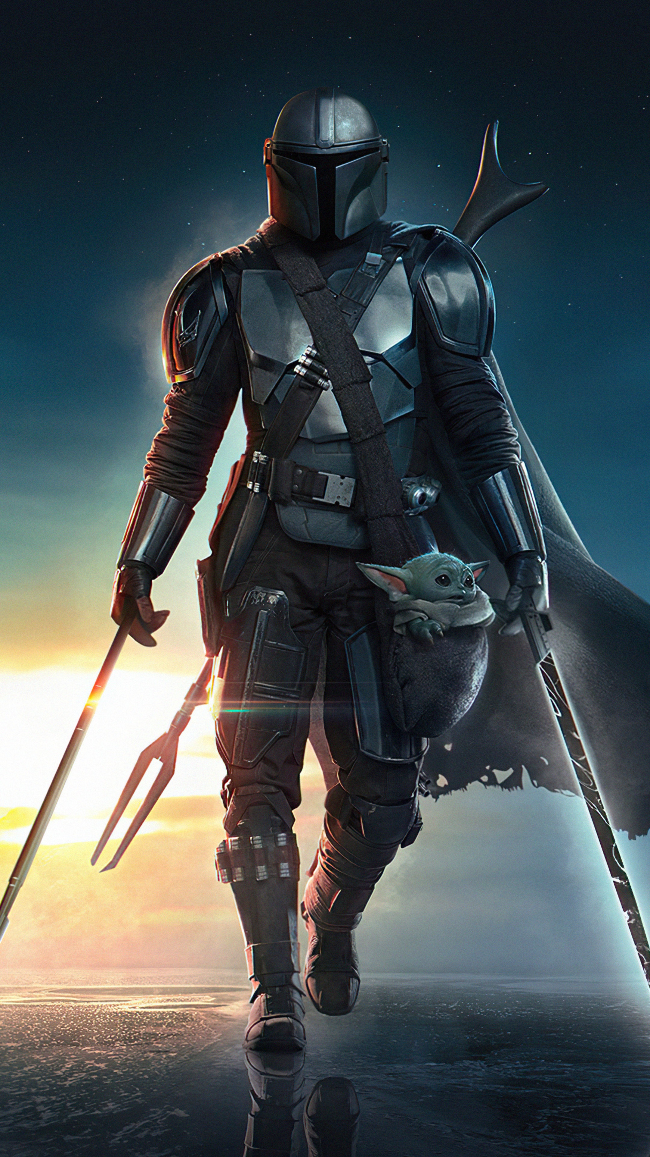 The Mandalorian and Grogu from The Mandalorian 4K HD Phone Wallpaper
