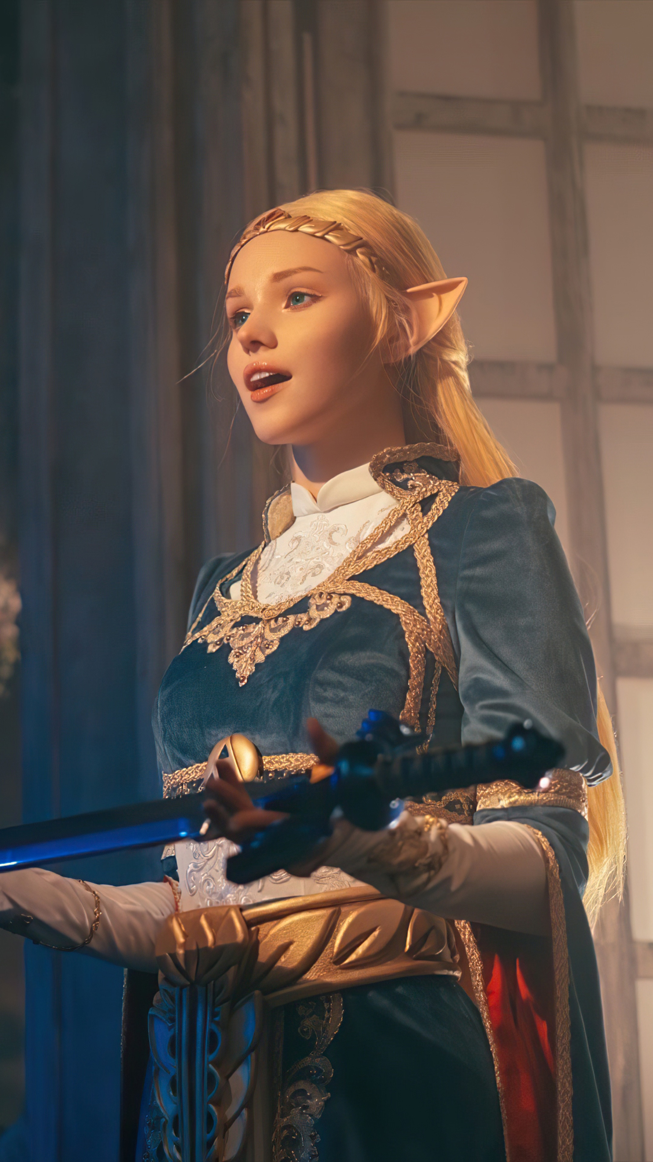 Zelda from The Legend of Zelda cosplay with sword HD Phone Wallpaper