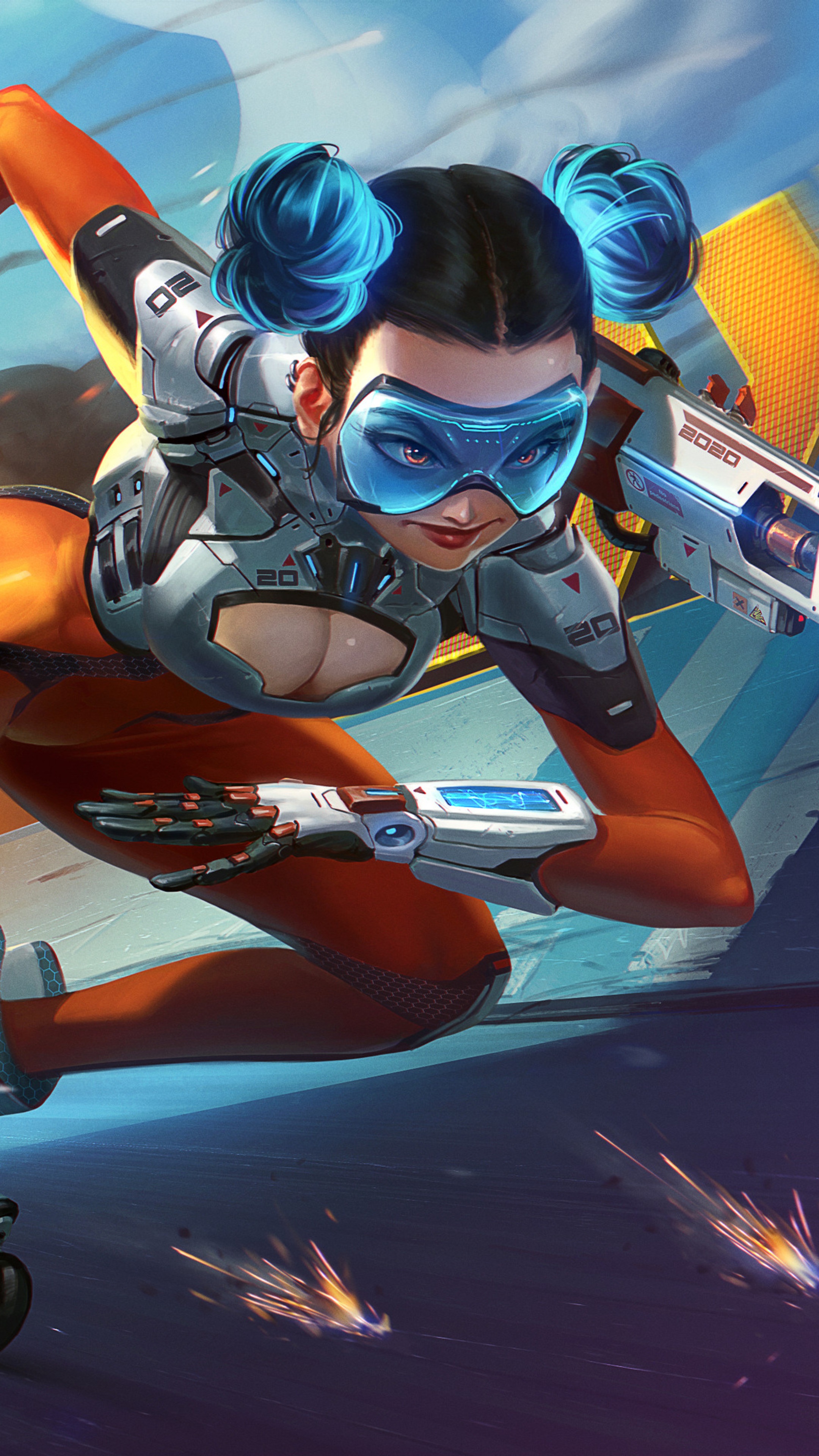 Cyberpunk woman with futuristic weapons HD Phone Wallpaper