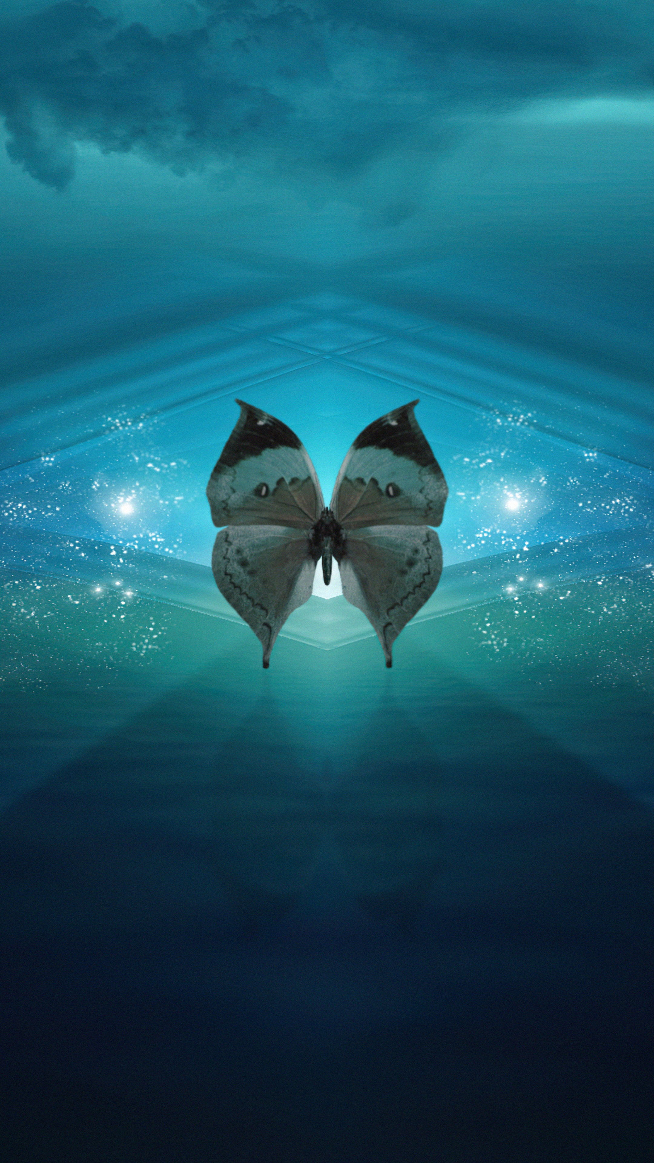 Digital art of a butterfly over water HD Phone Wallpaper