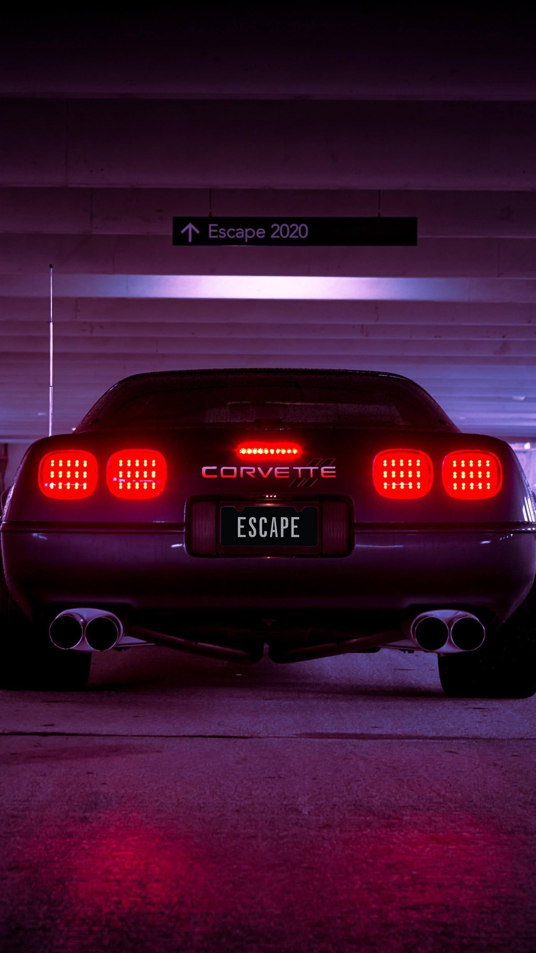 Corvette Escape 2020 Retrowave HD Phone Wallpaper