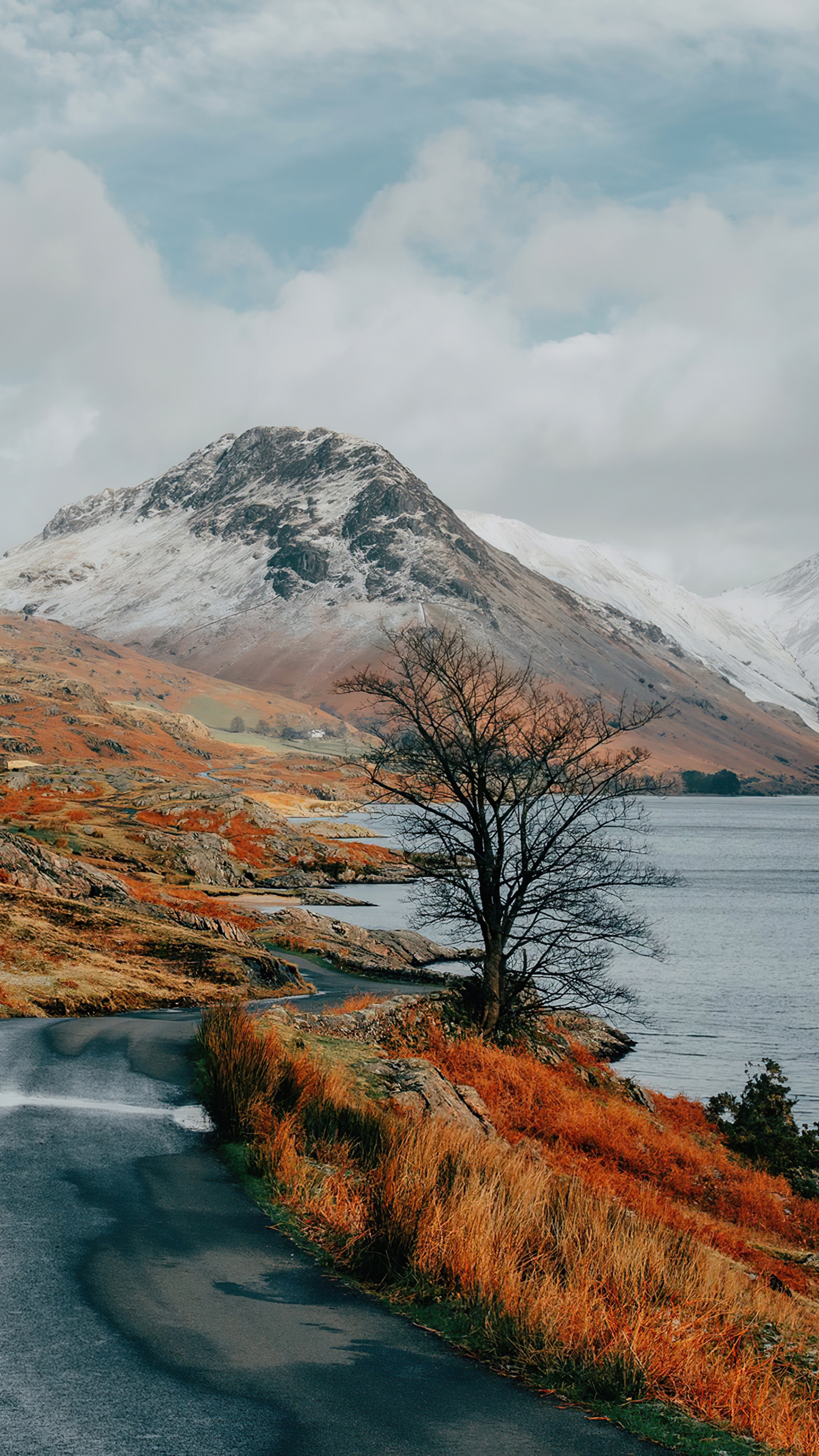 Lake and snow-capped mountains landscape 4K HD Phone Wallpaper