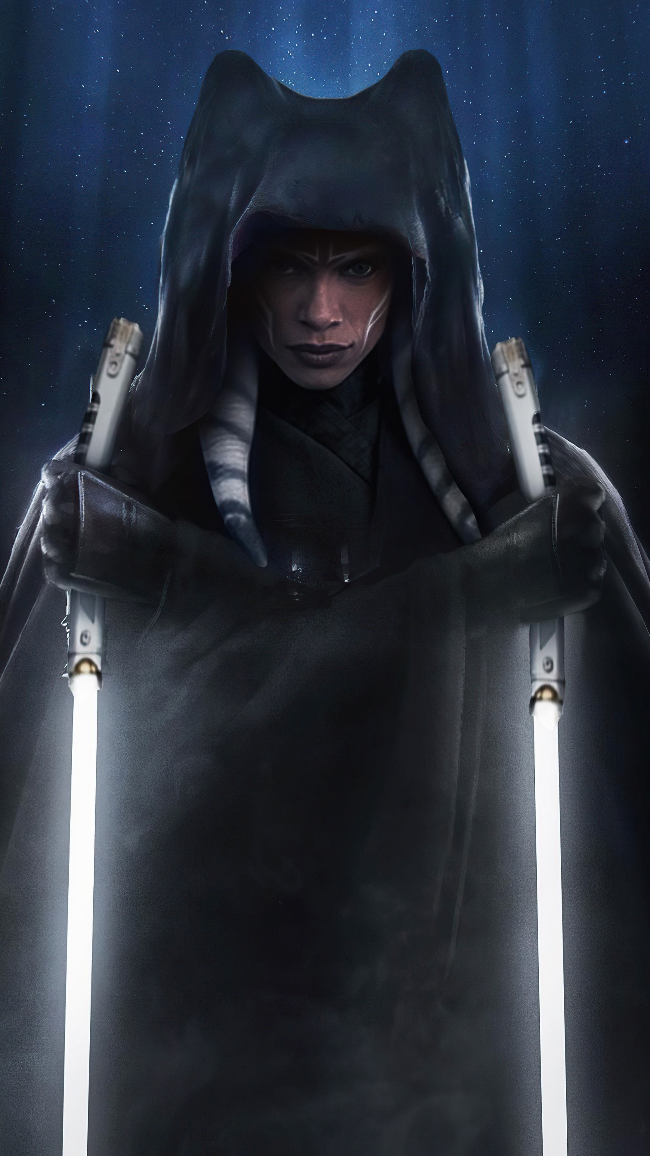 Ahsoka Tano from Star Wars with Dual Lightsabers HD Phone Wallpaper