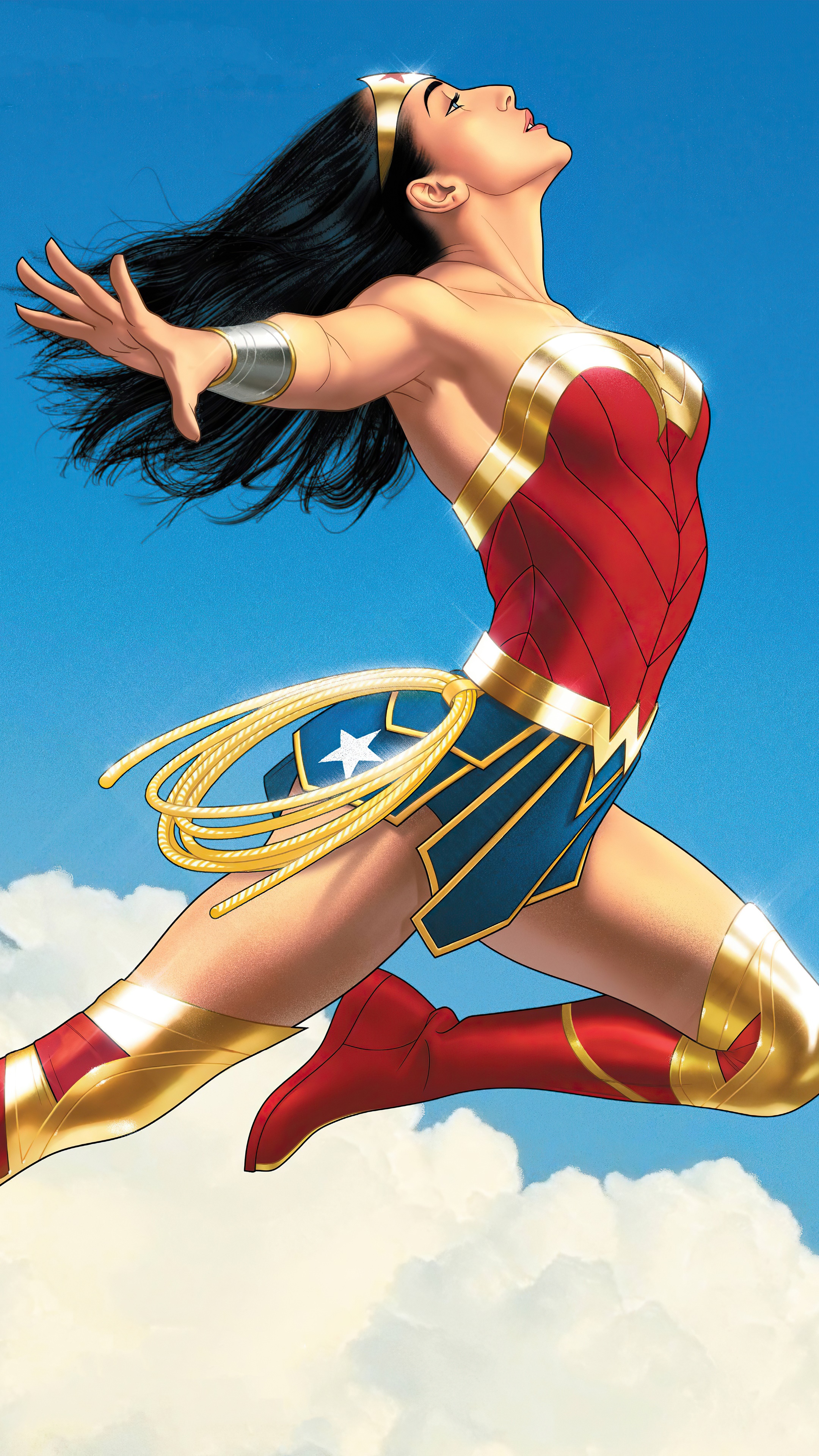 Wonder Woman flying in the sky HD Phone Wallpaper