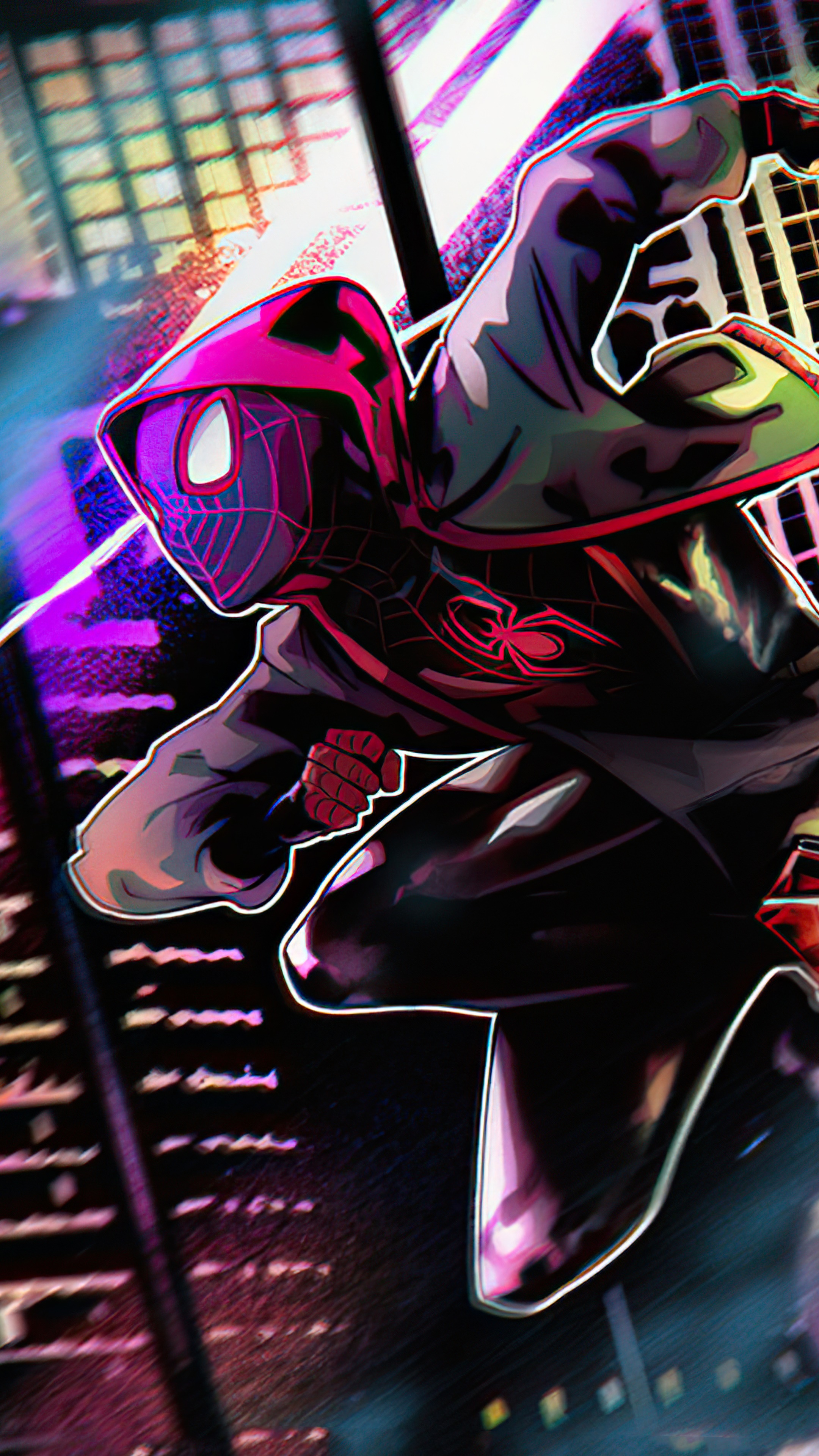 Spider-Man from Marvel Comics in a city at night HD Phone Wallpaper
