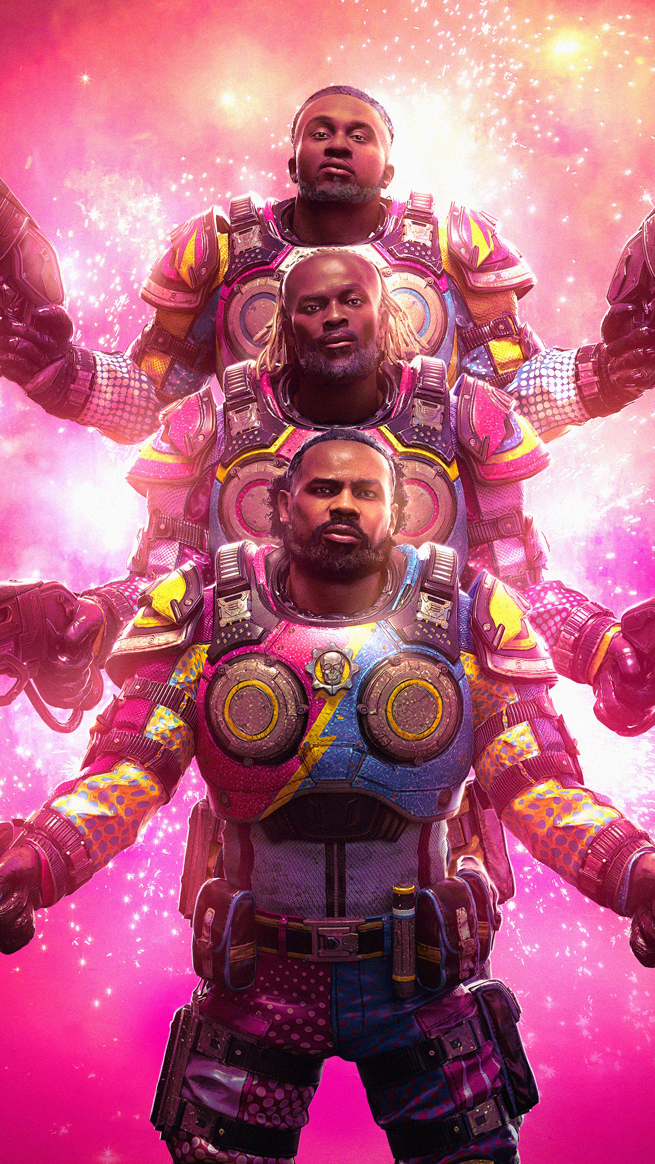 Three men in Gears 5 armor stacked vertically HD Phone Wallpaper