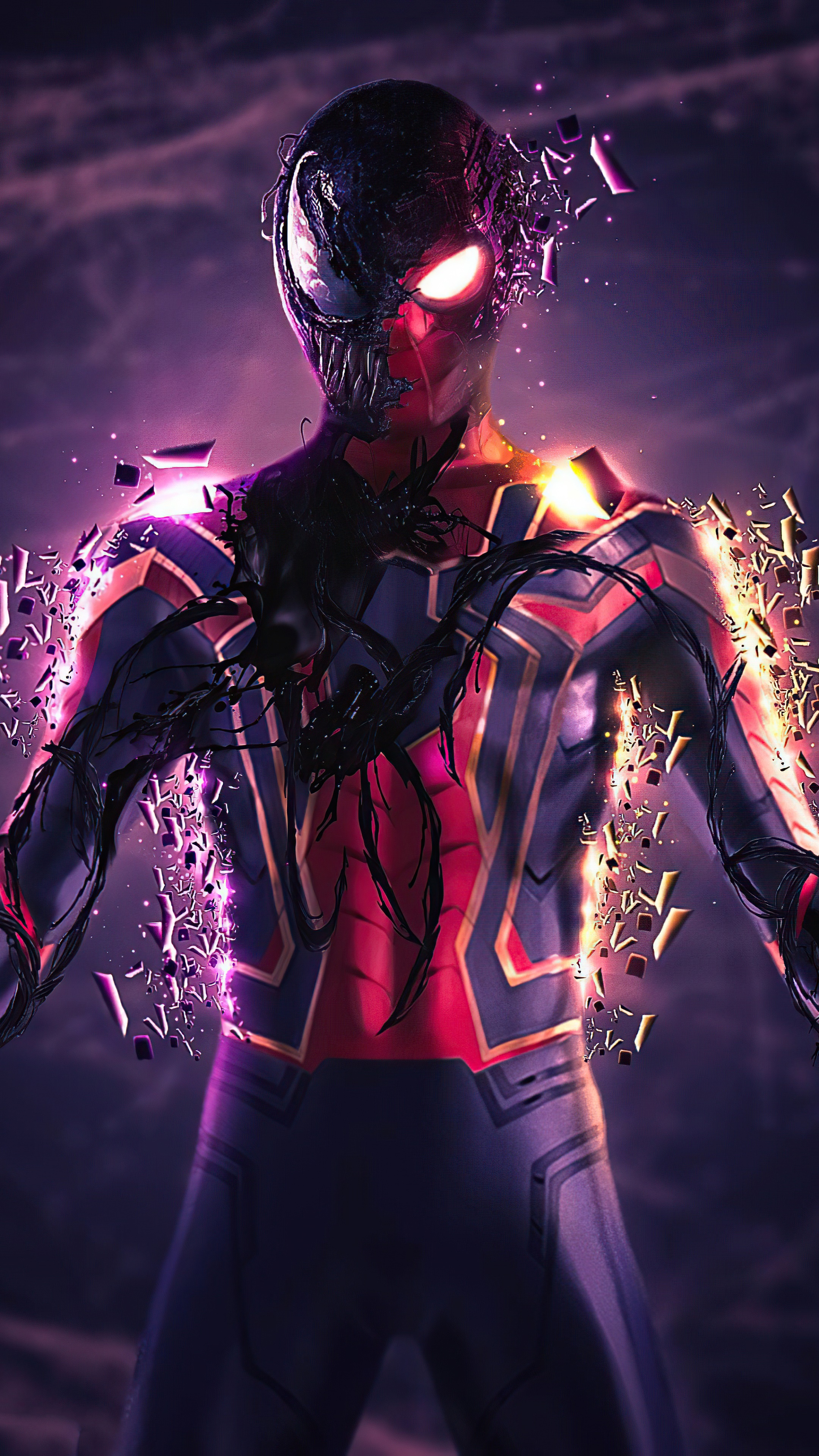 Spiderman and Venom hybrid artwork 4K HD Phone Wallpaper
