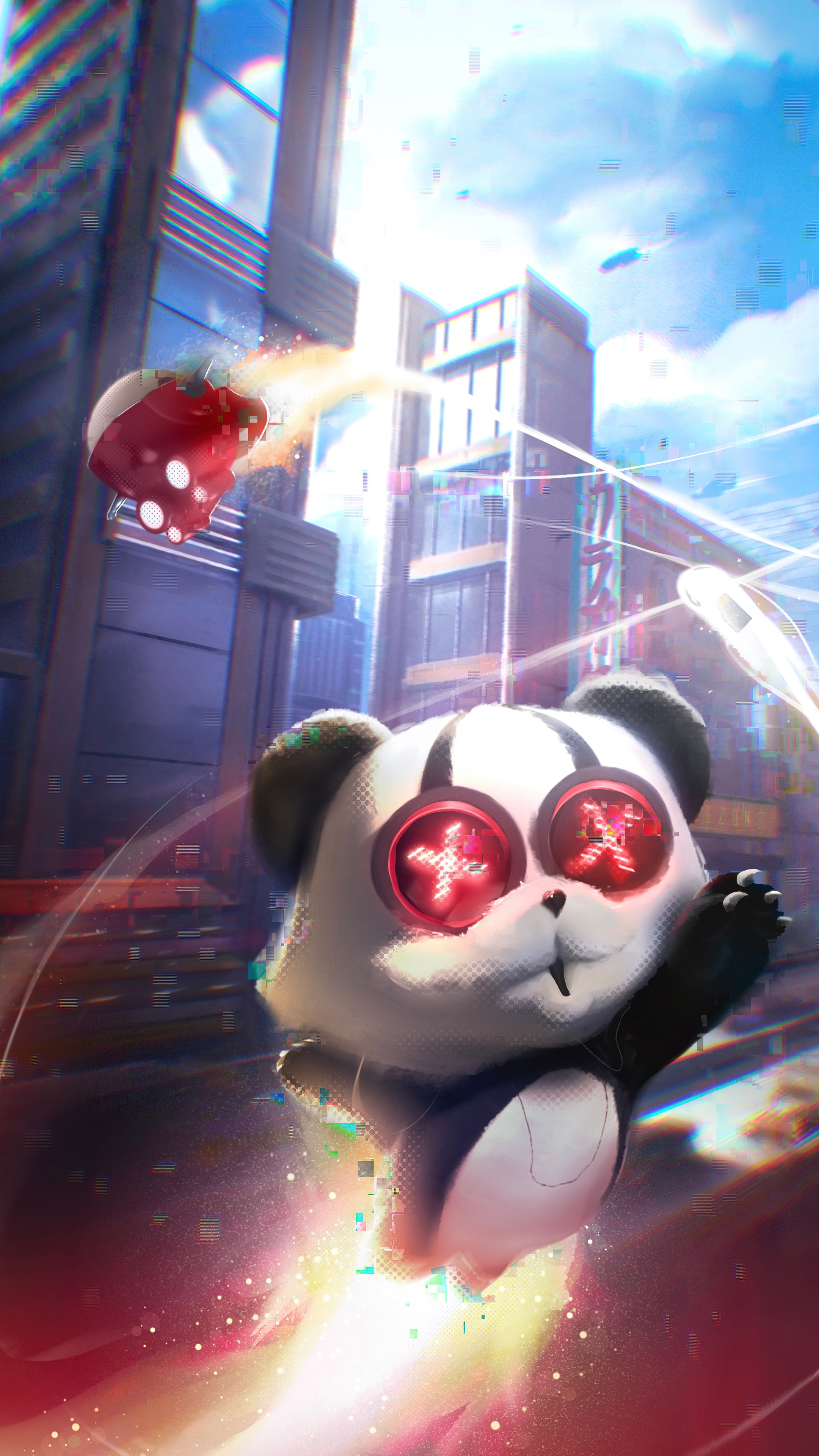 Cyberpunk Panda character artwork HD Phone Wallpaper
