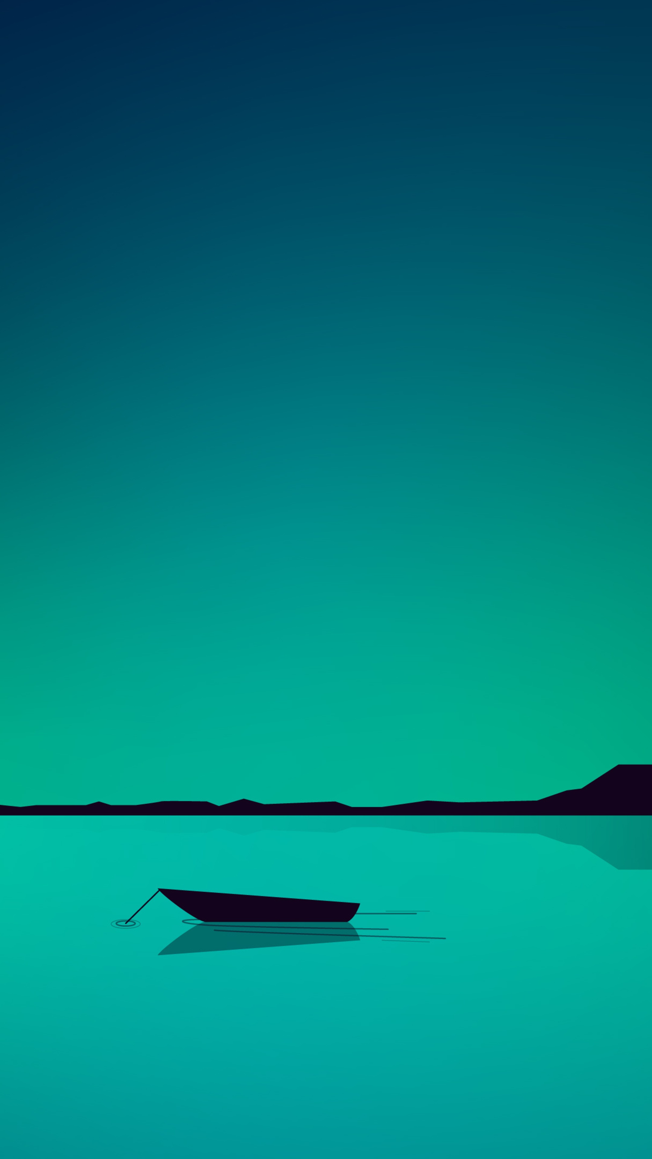 Minimalist boat on a lake at dusk HD Phone Wallpaper