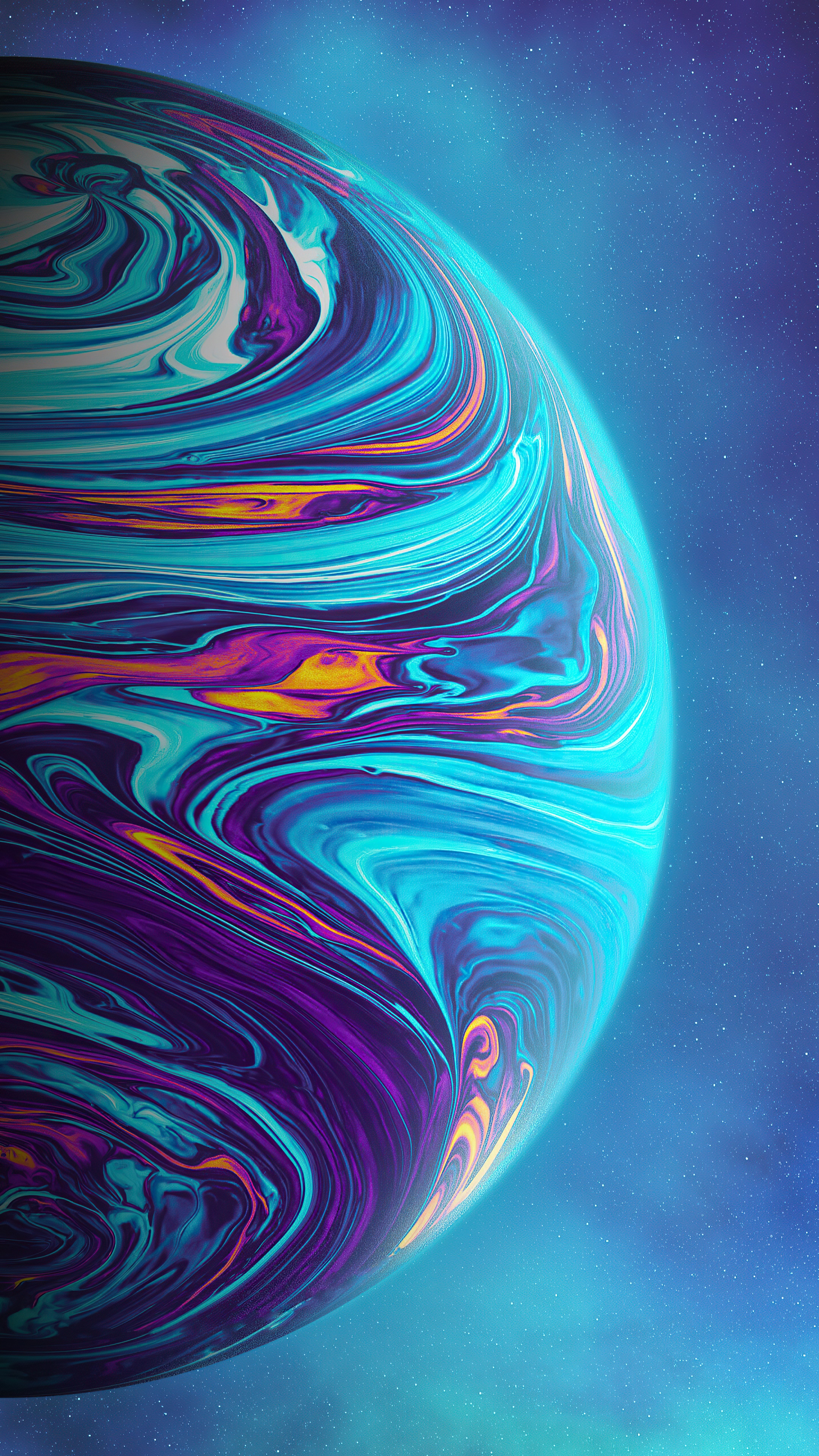 Abstract planet with swirling colors in space 4K HD Phone Wallpaper