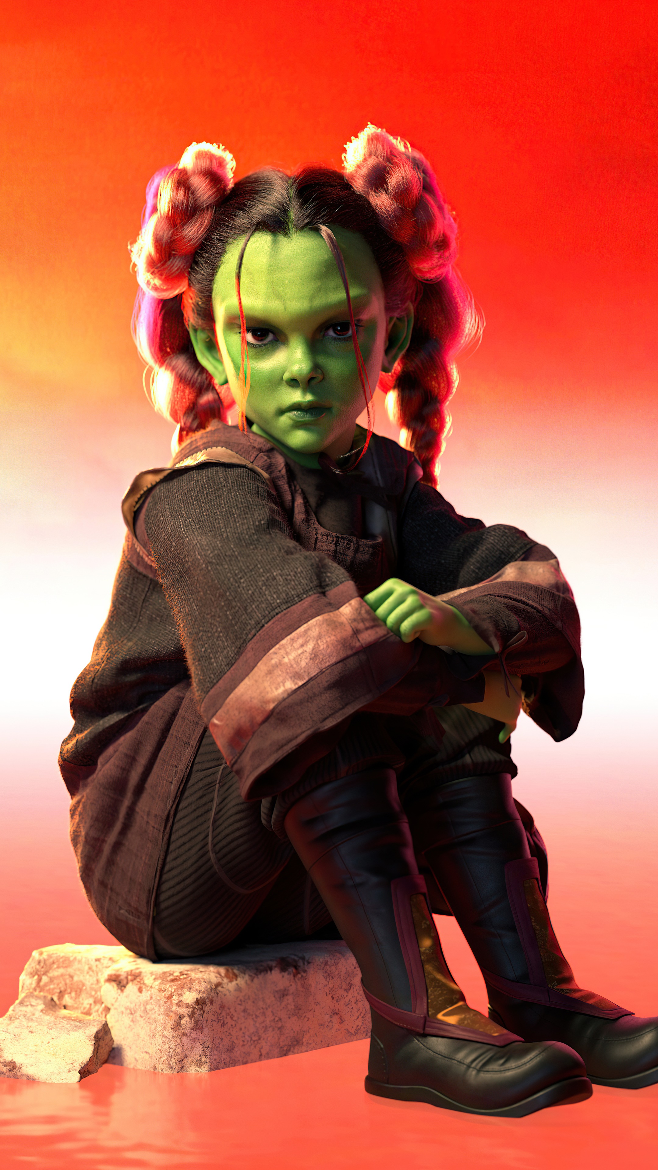 Young Gamora from Guardians of the Galaxy 4K HD Phone Wallpaper