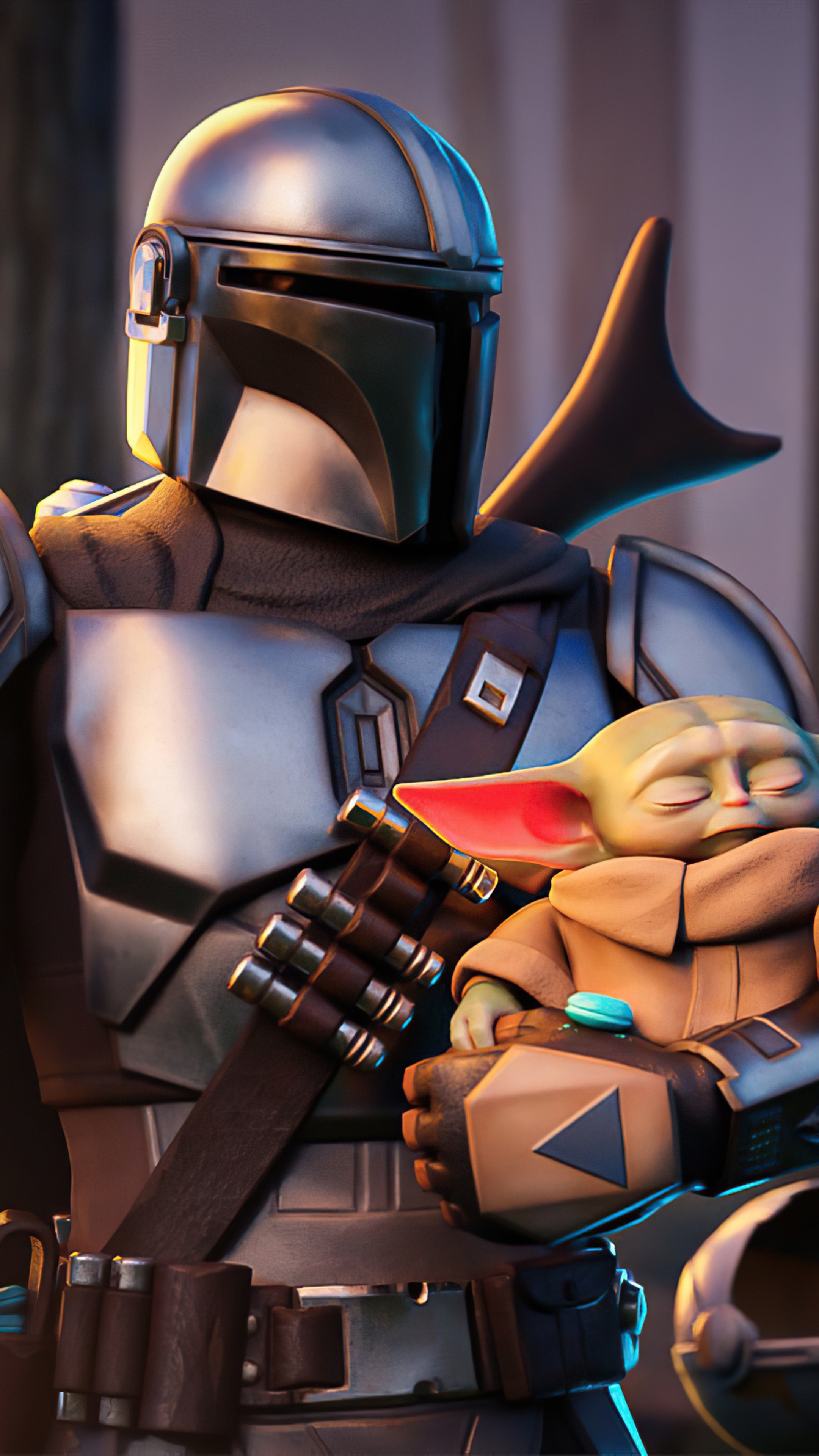 The Mandalorian and Grogu from Fortnite 4K HD Phone Wallpaper