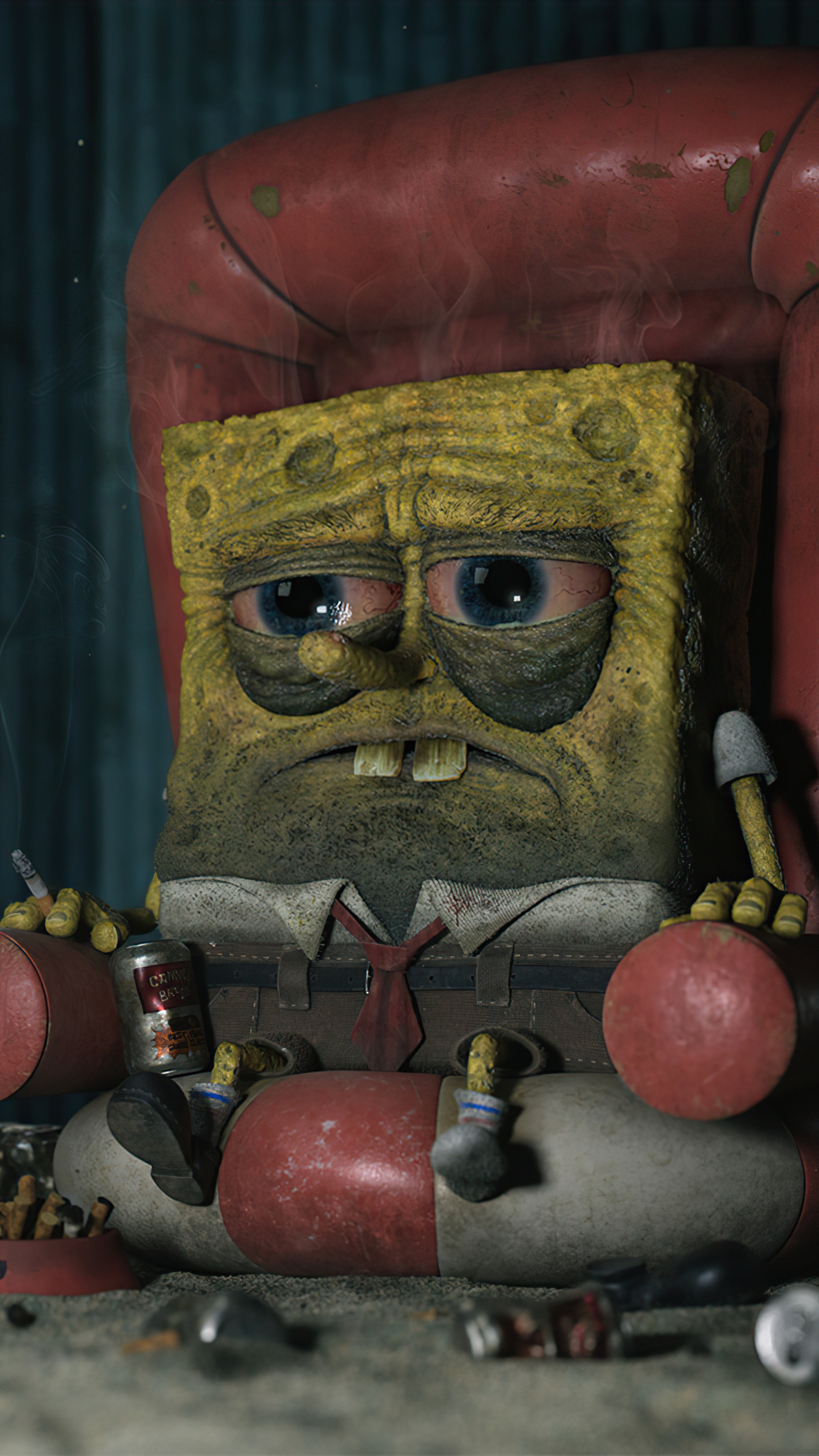 SpongeBob SquarePants in a realistic, gritty style HD Phone Wallpaper