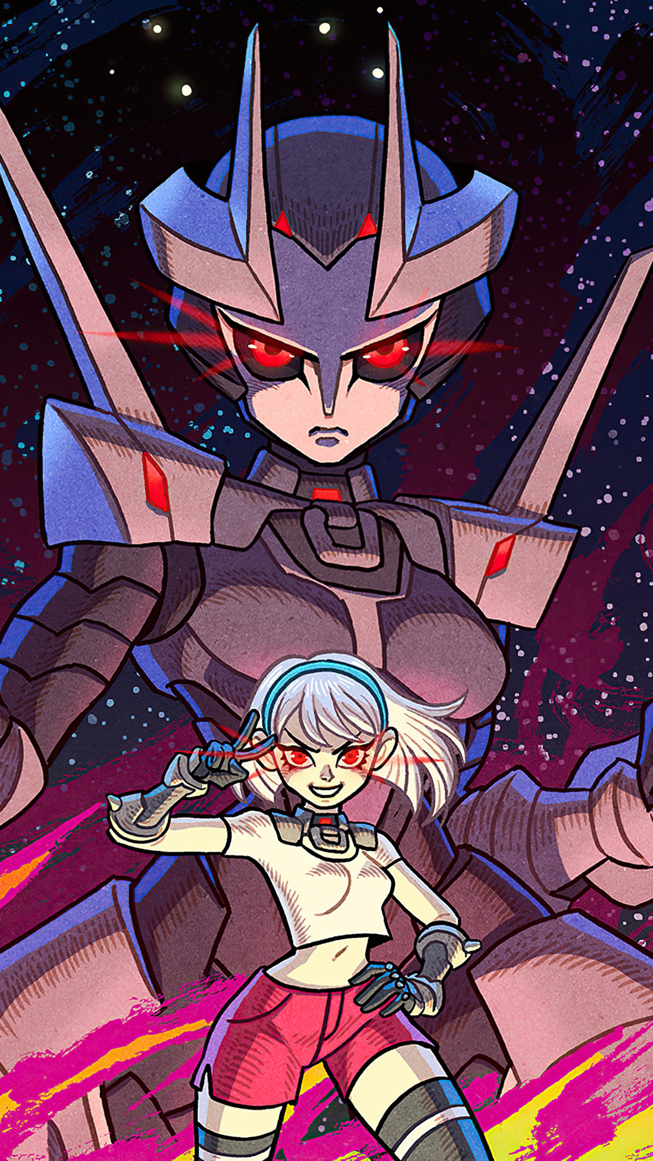 Girl and robot from Fortnite 4K HD Phone Wallpaper