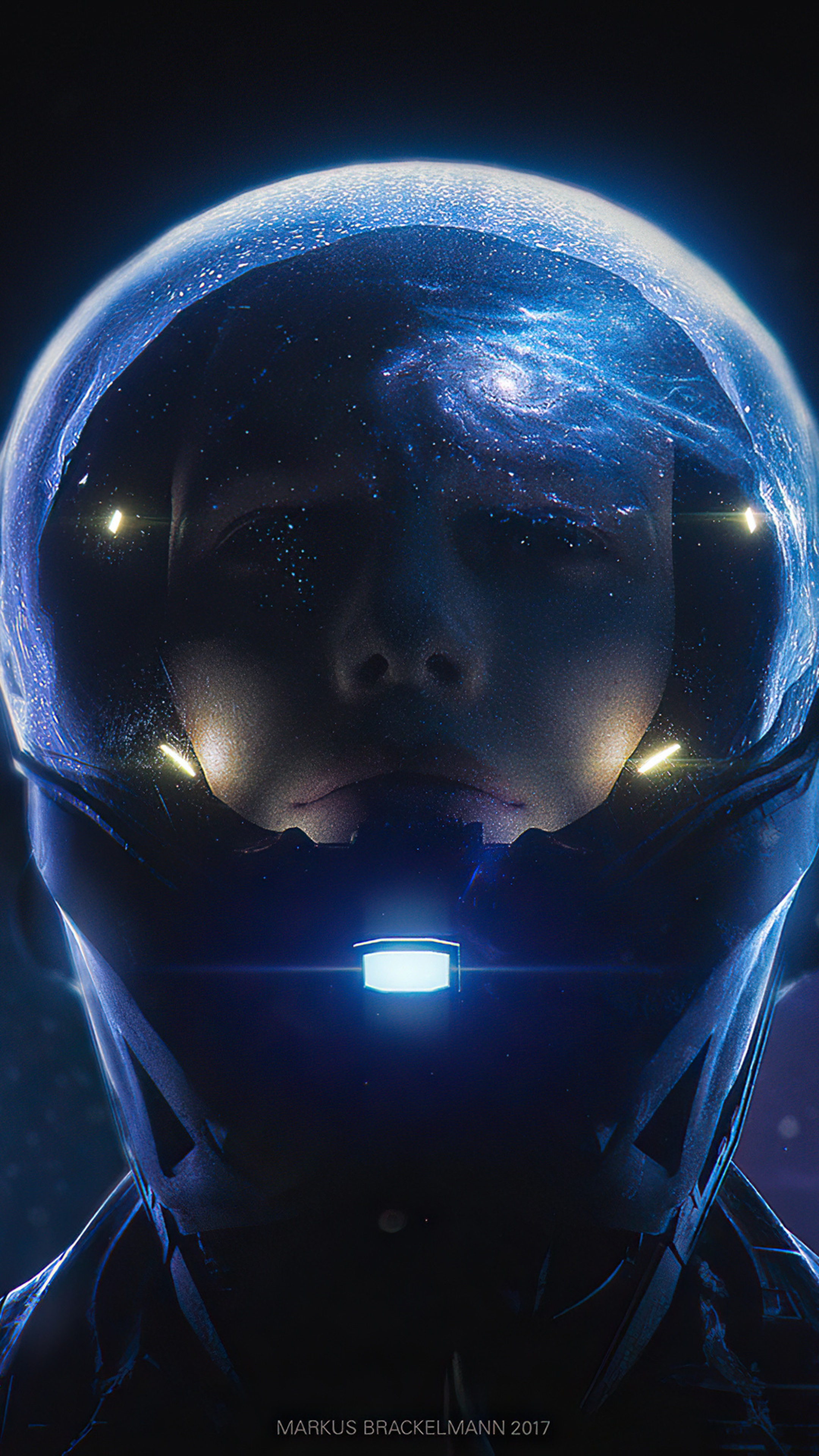 Astronaut helmet reflecting a galaxy HD Phone Wallpaper