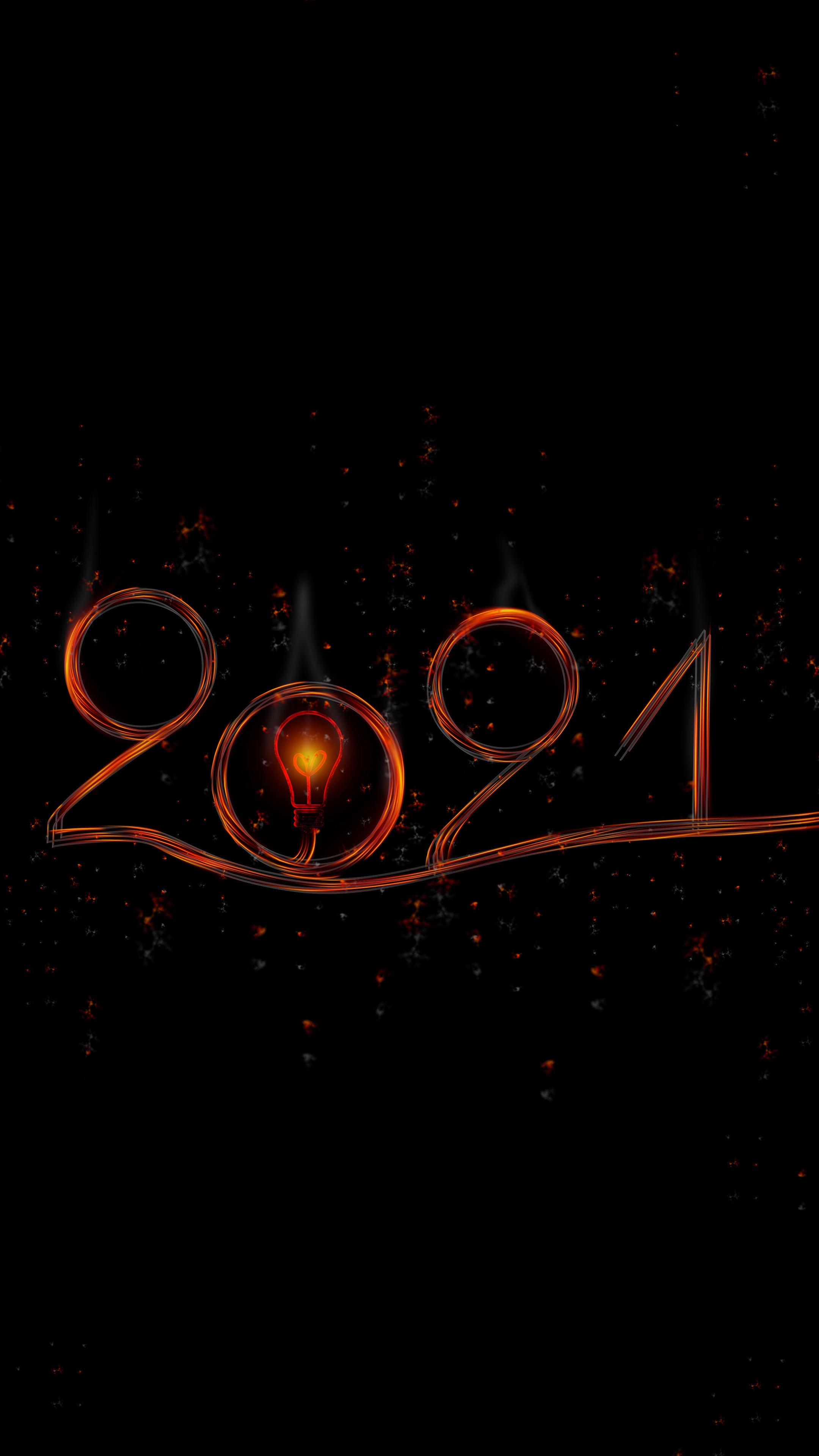Happy New Year 2021 light bulb celebration HD Phone Wallpaper
