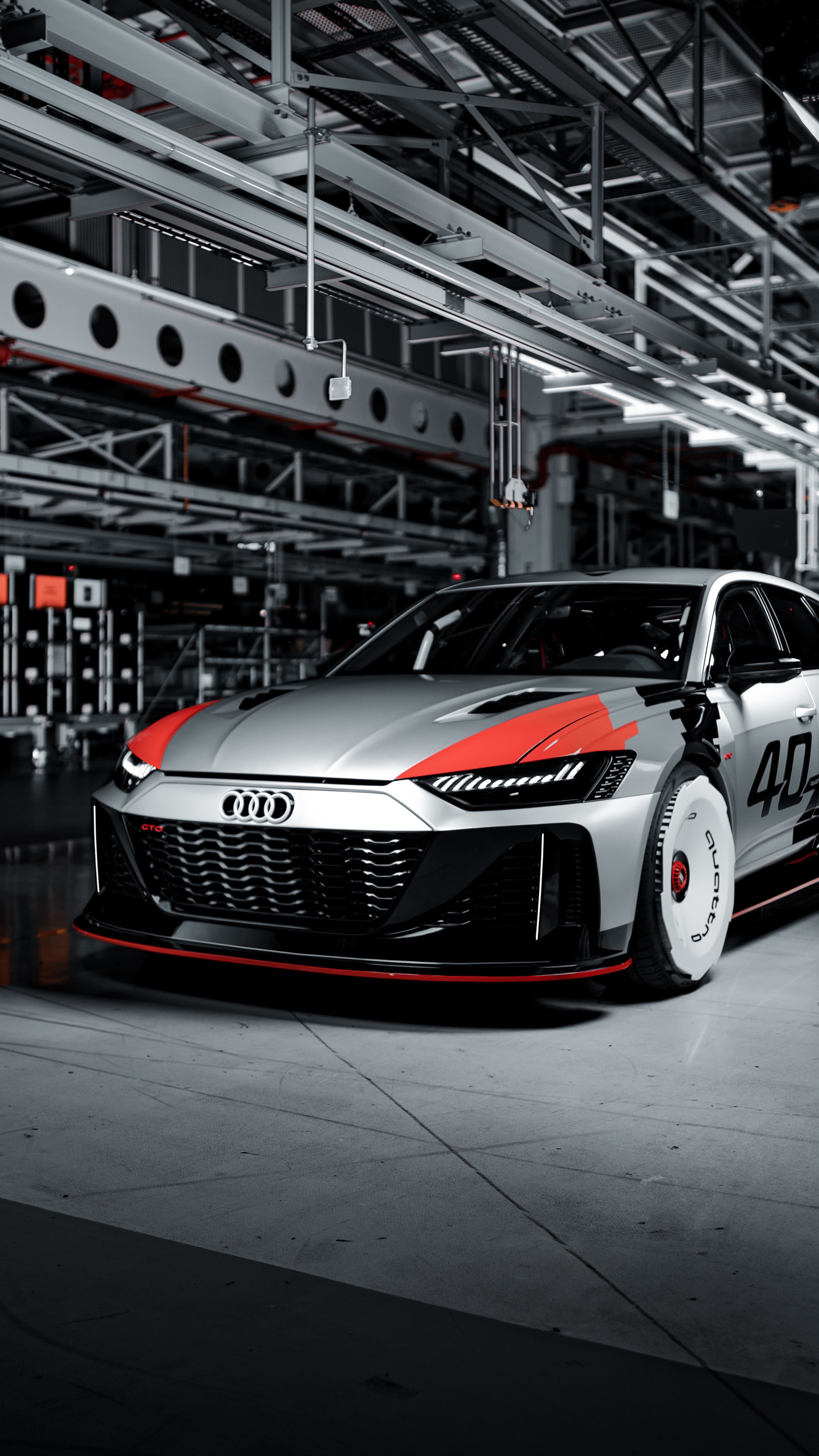 Audi RS6 in a factory setting HD Phone Wallpaper