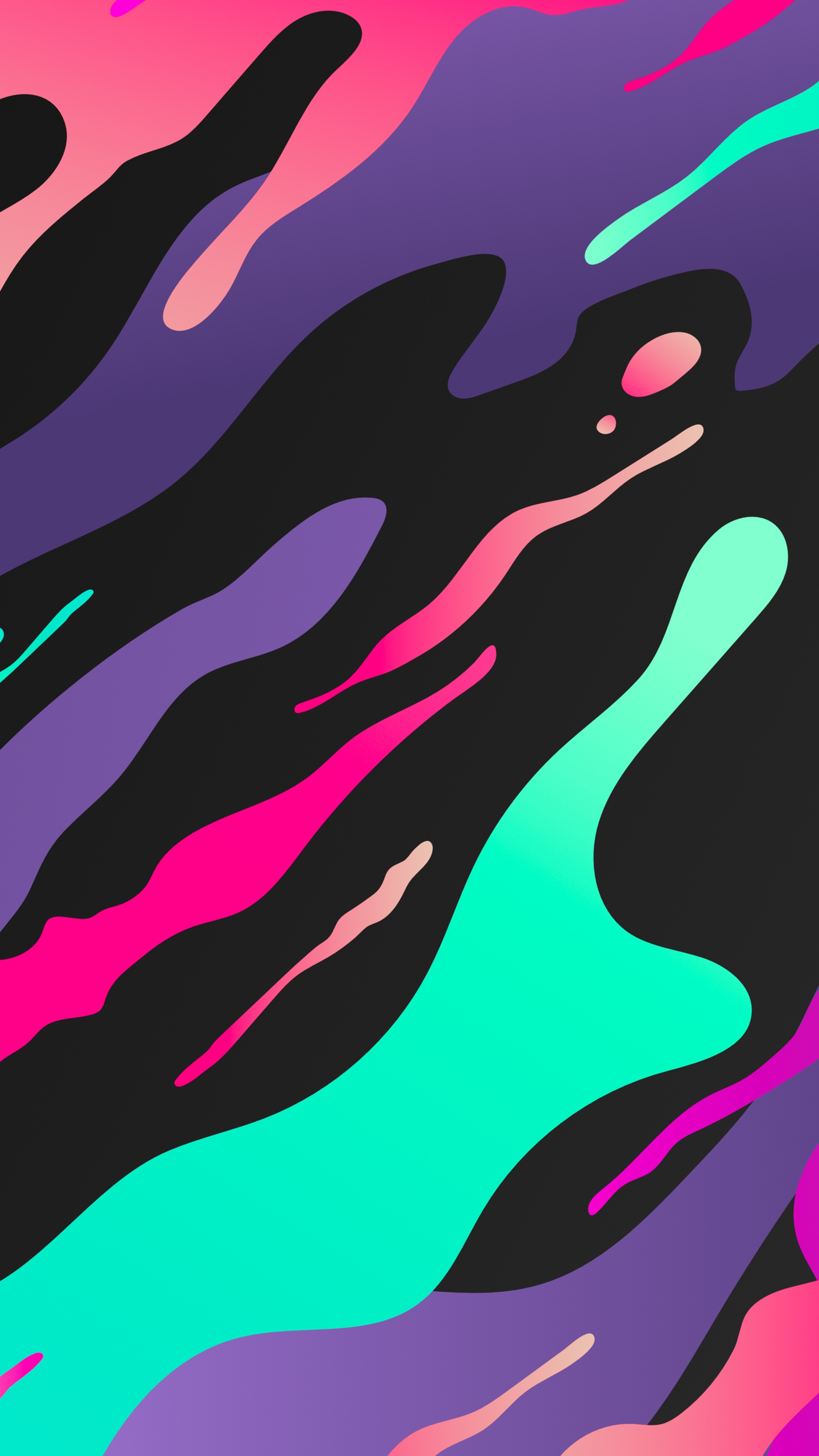 Abstract digital art with colorful fluid shapes HD Phone Wallpaper