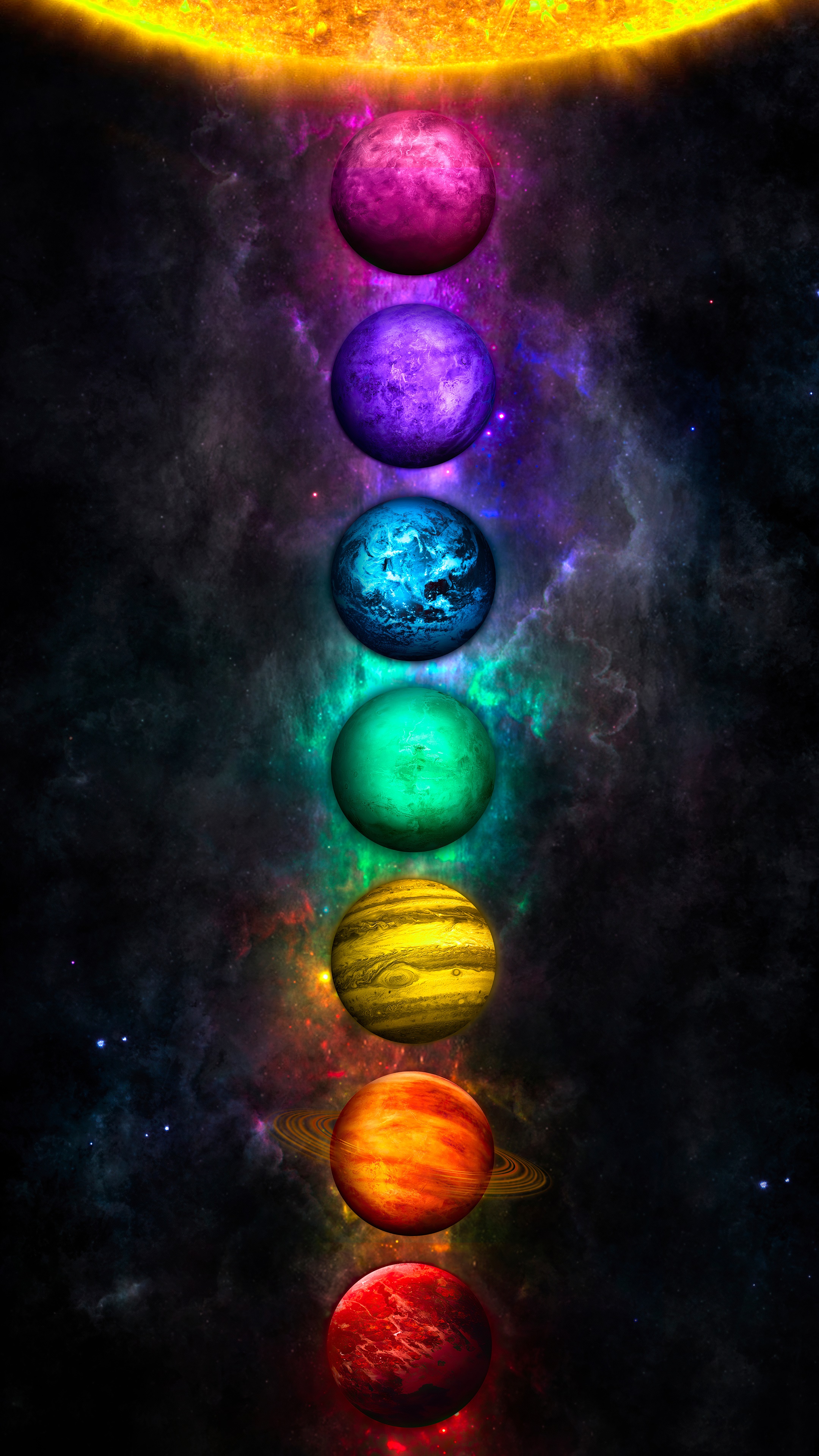 Planets in a digital universe artwork 4K HD Phone Wallpaper