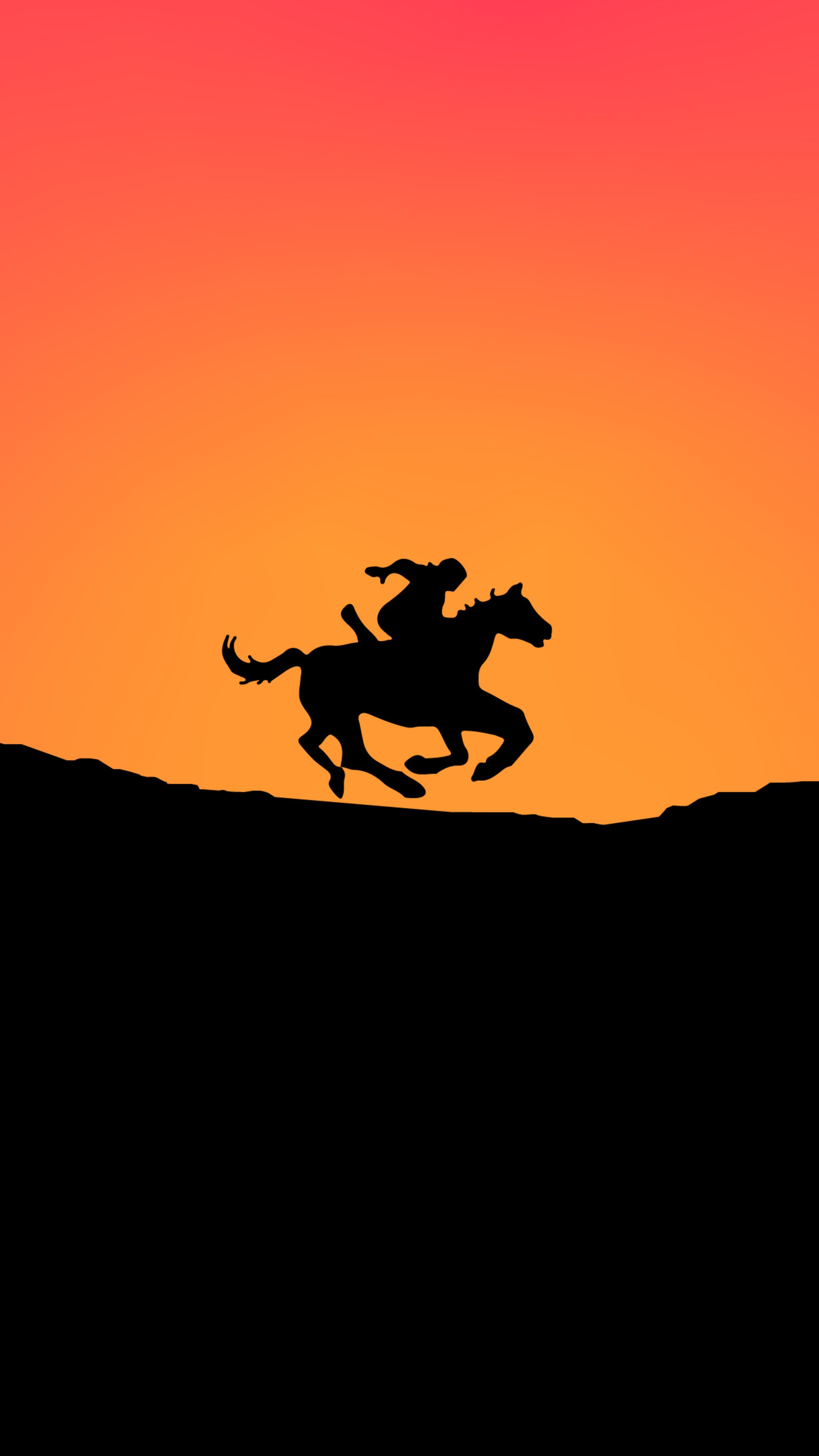 Silhouette of a jockey riding a horse at sunset HD Phone Wallpaper
