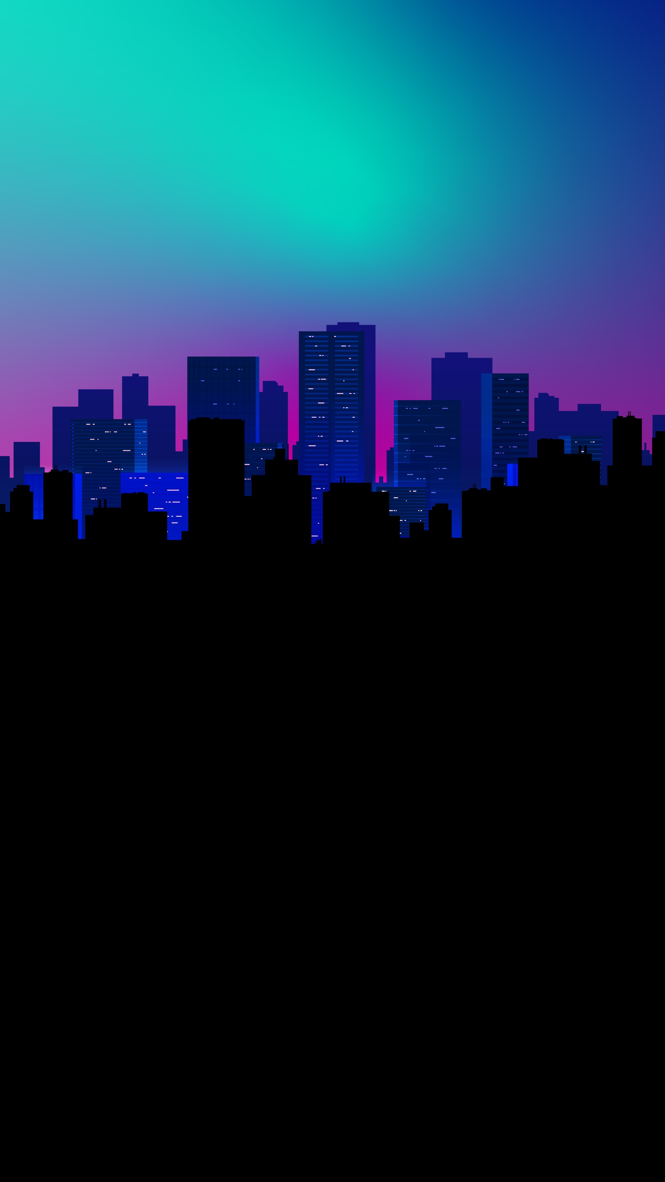 Minimalist digital art of a city skyline at dusk HD Phone Wallpaper
