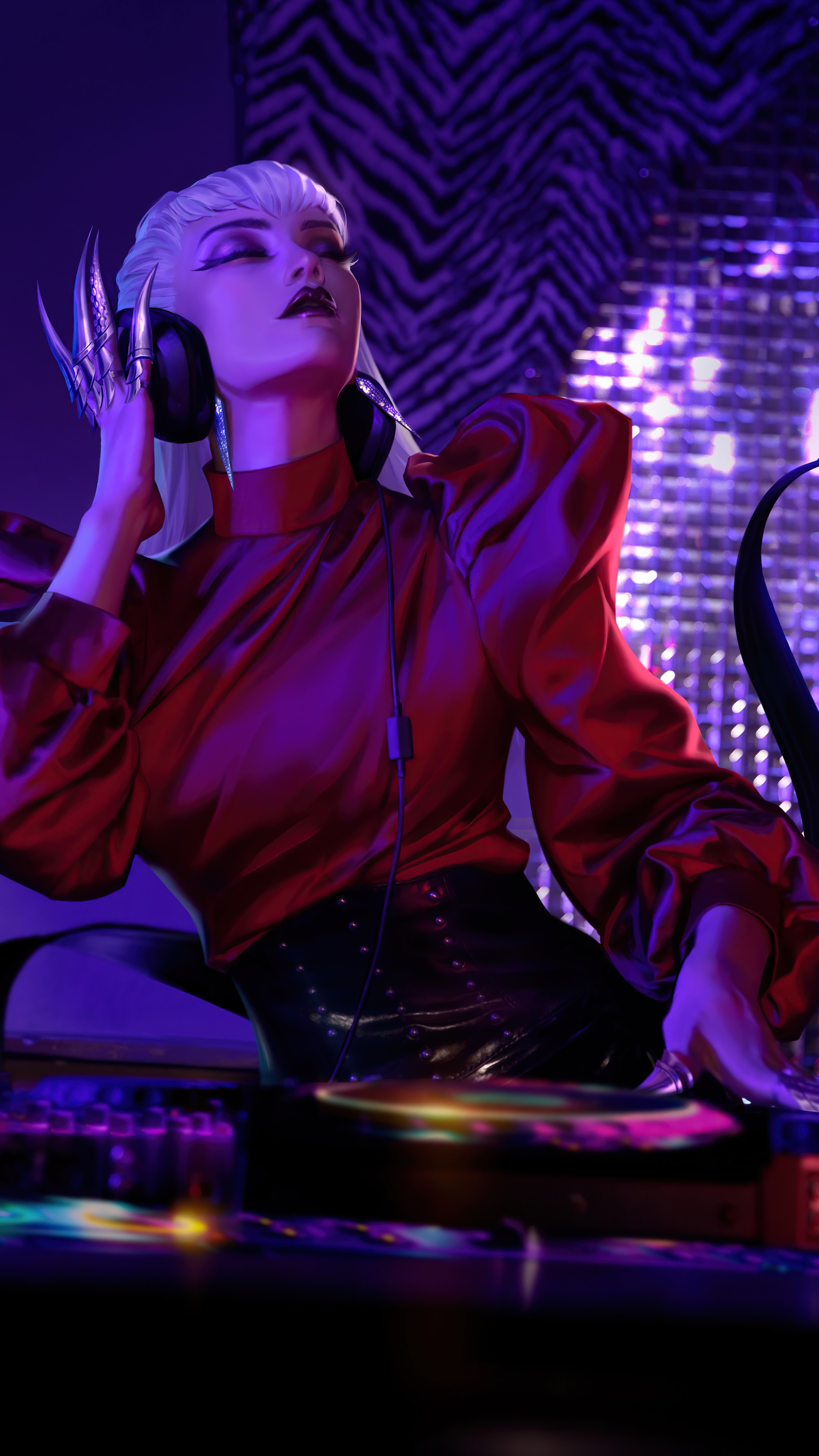 K/DA Kai'Sa from League of Legends DJing HD Phone Wallpaper