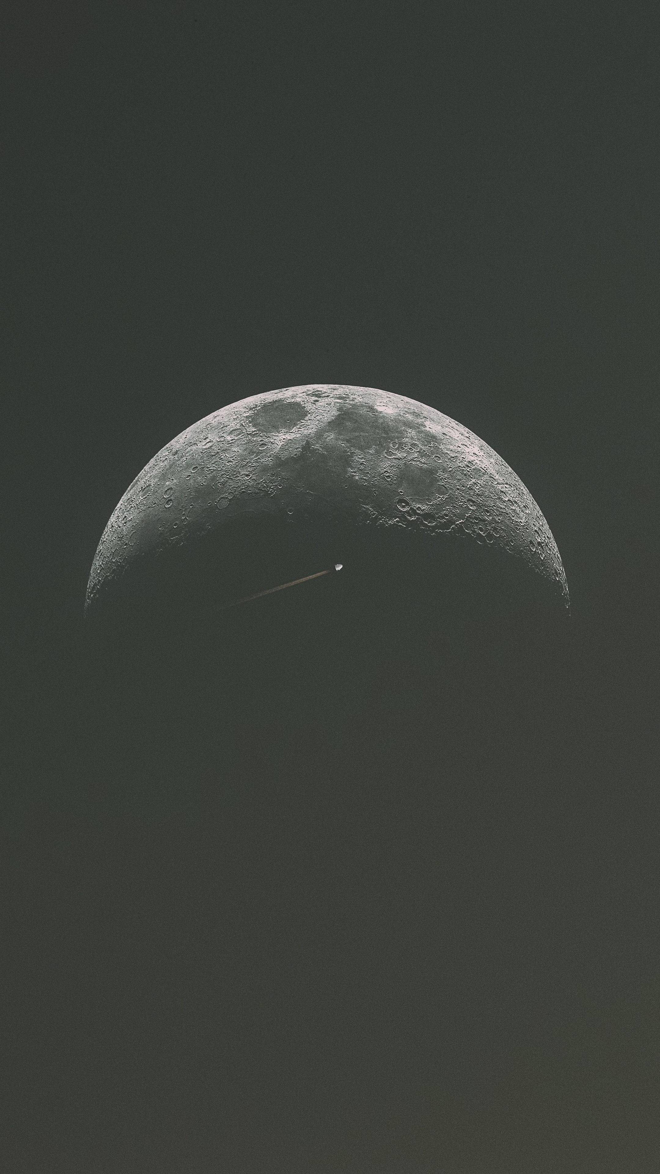 Airplane flying past the moon HD Phone Wallpaper