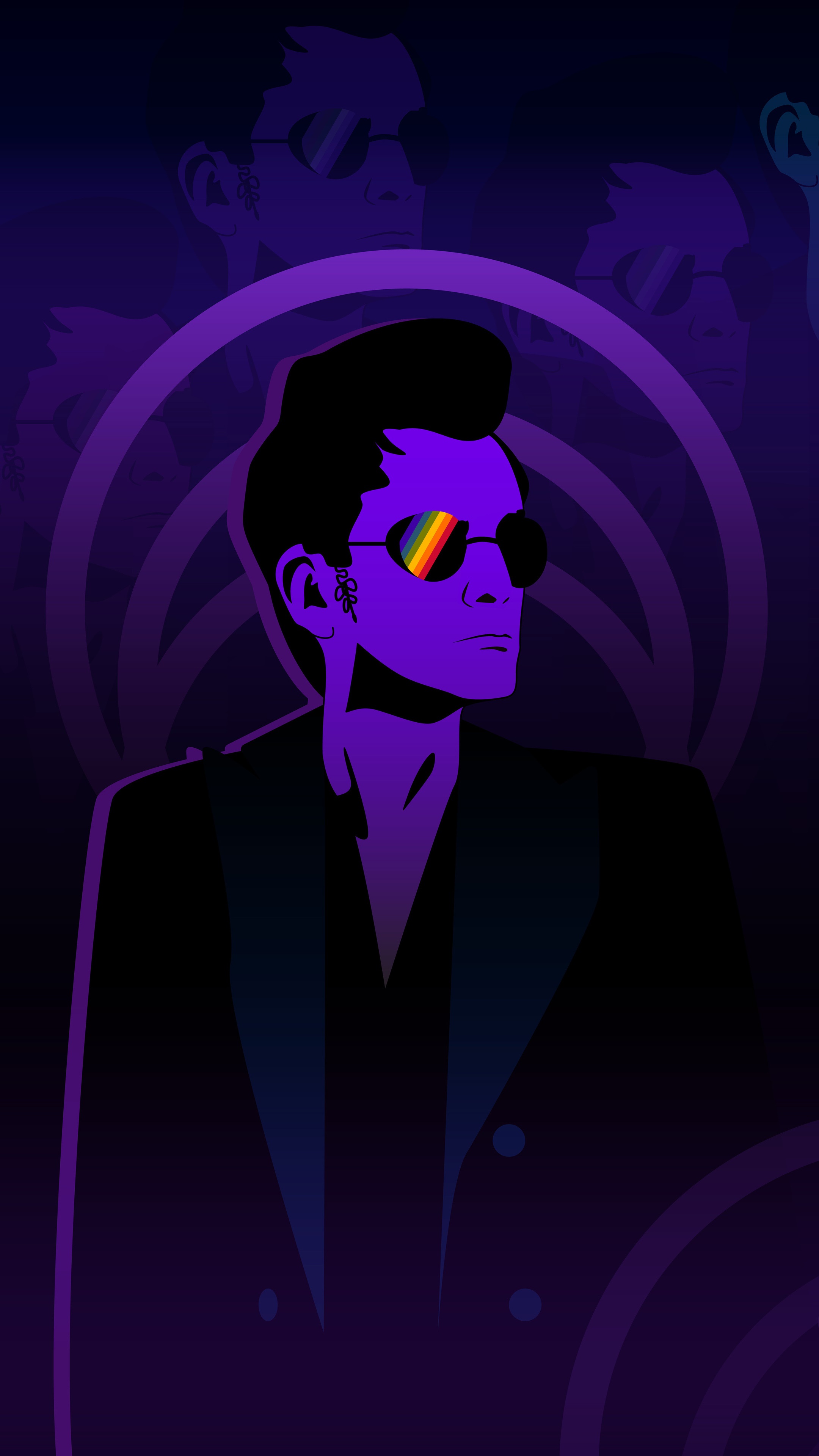 Man with rainbow sunglasses and suit HD Phone Wallpaper