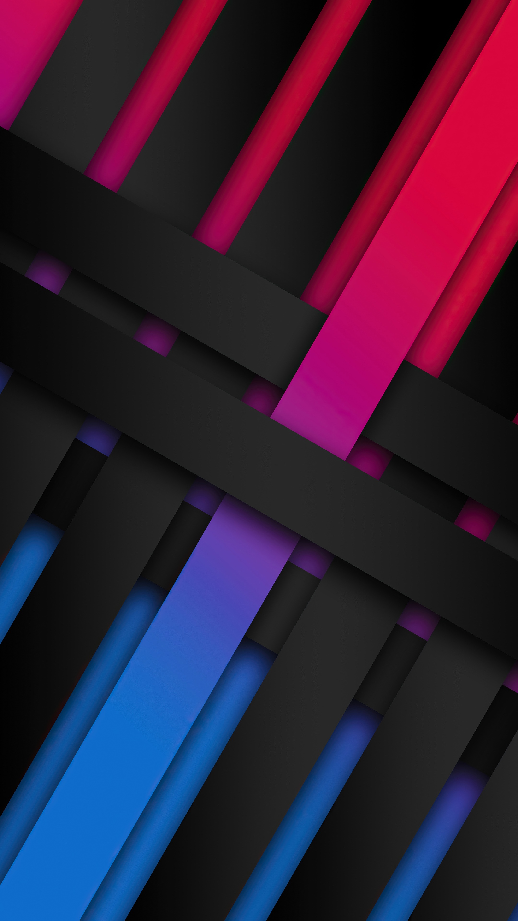 Abstract digital art with black, pink, and blue stripes HD Phone Wallpaper