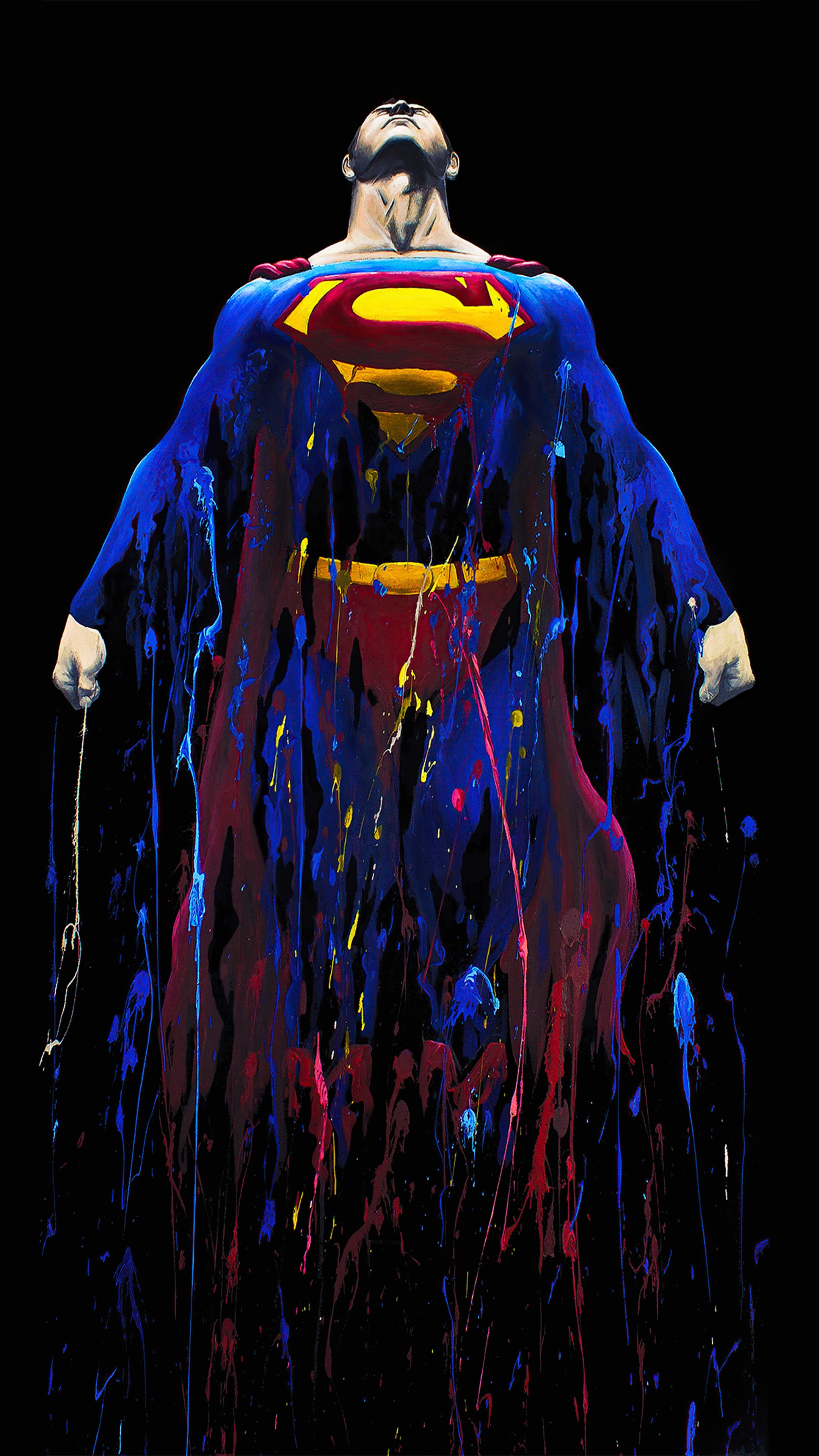 Superman artwork with paint splatters 4K HD Phone Wallpaper