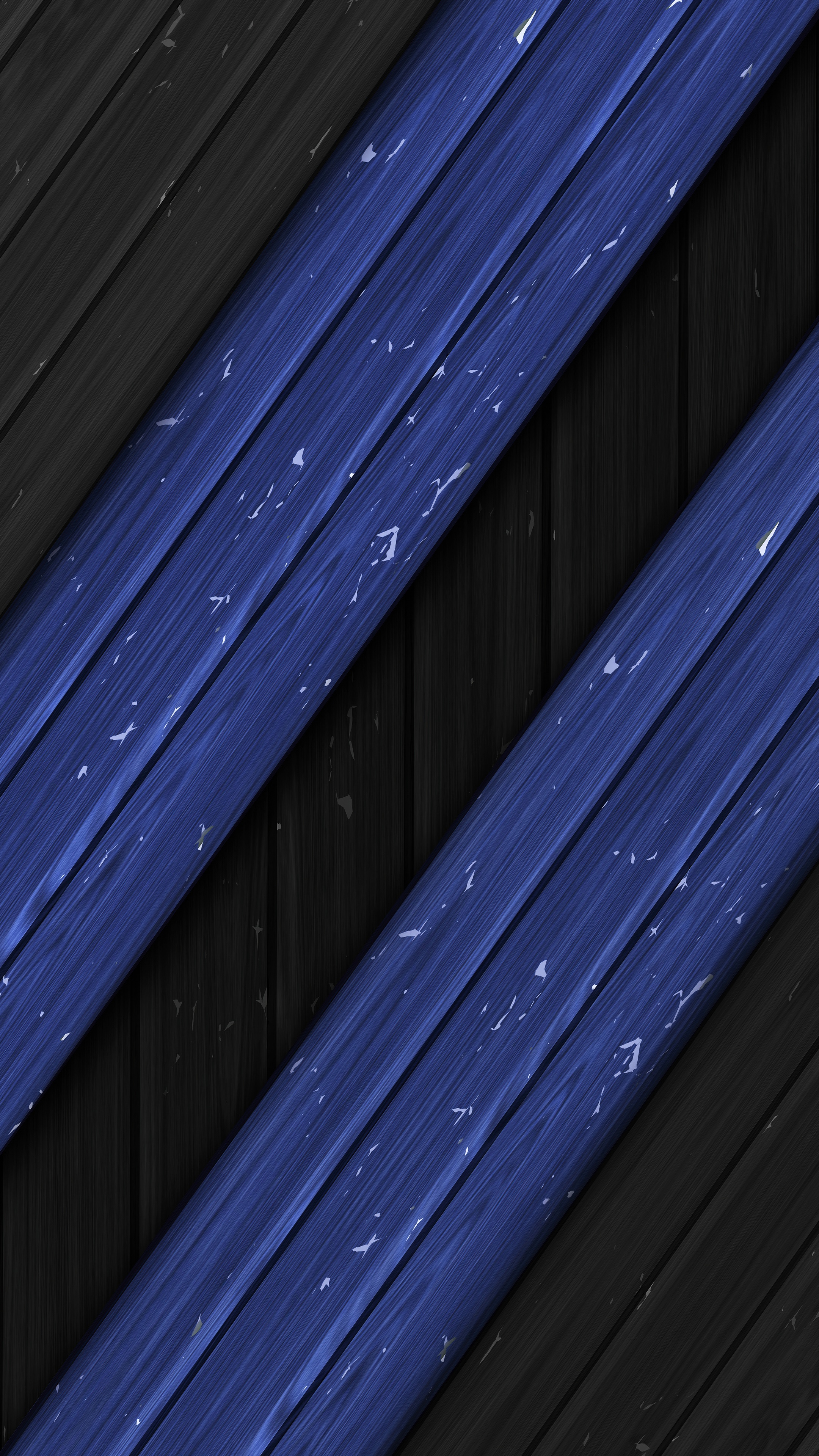 Abstract digital art with blue and black wooden planks HD Phone Wallpaper