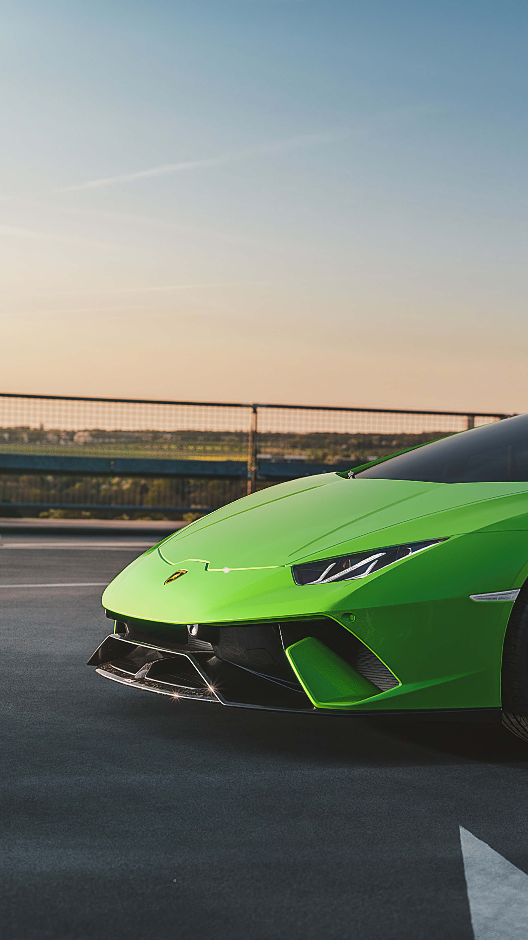 Green Lamborghini Huracan Performante front view HD Phone Wallpaper