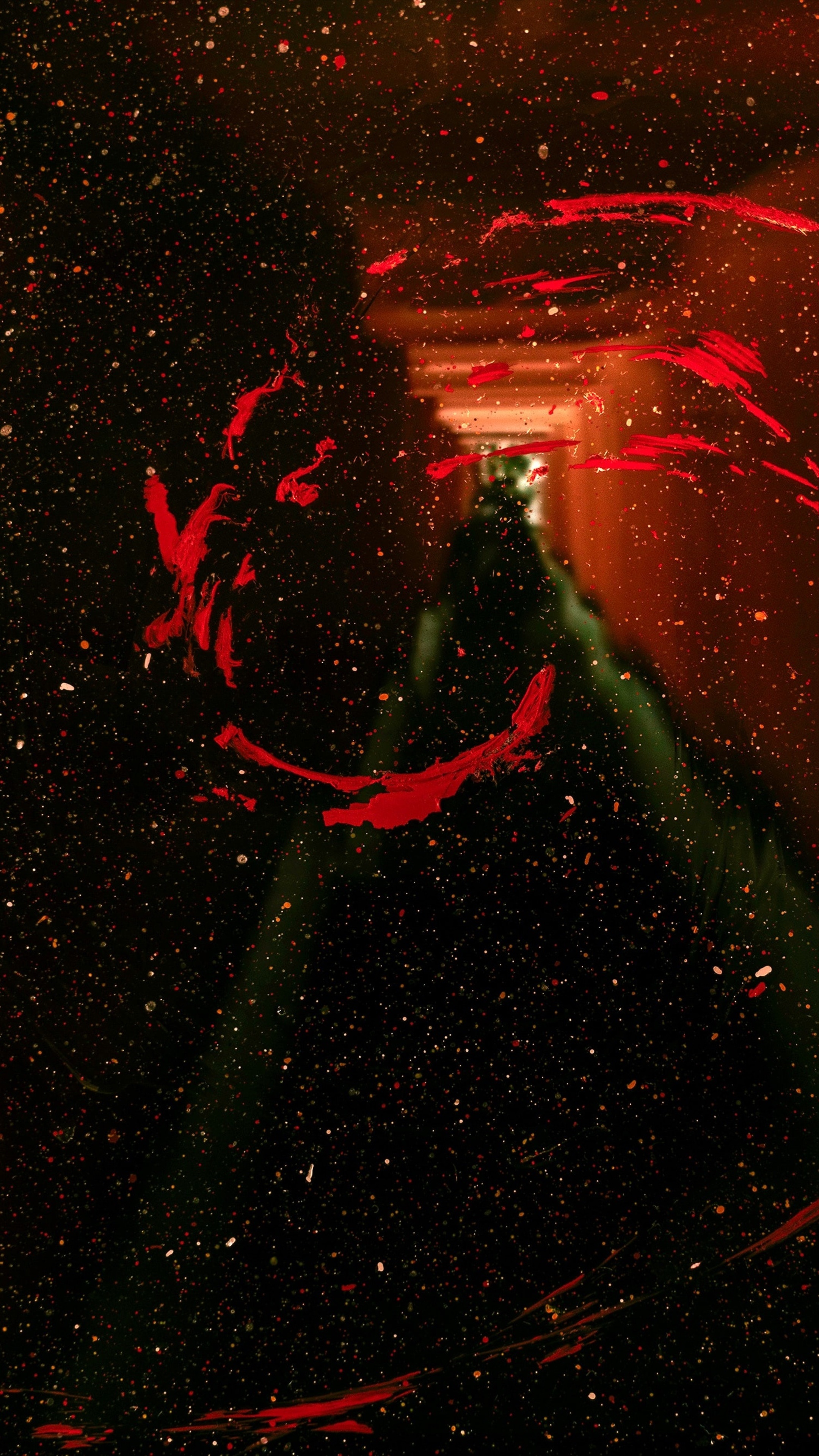 Abstract artwork with red paint splatters HD Phone Wallpaper
