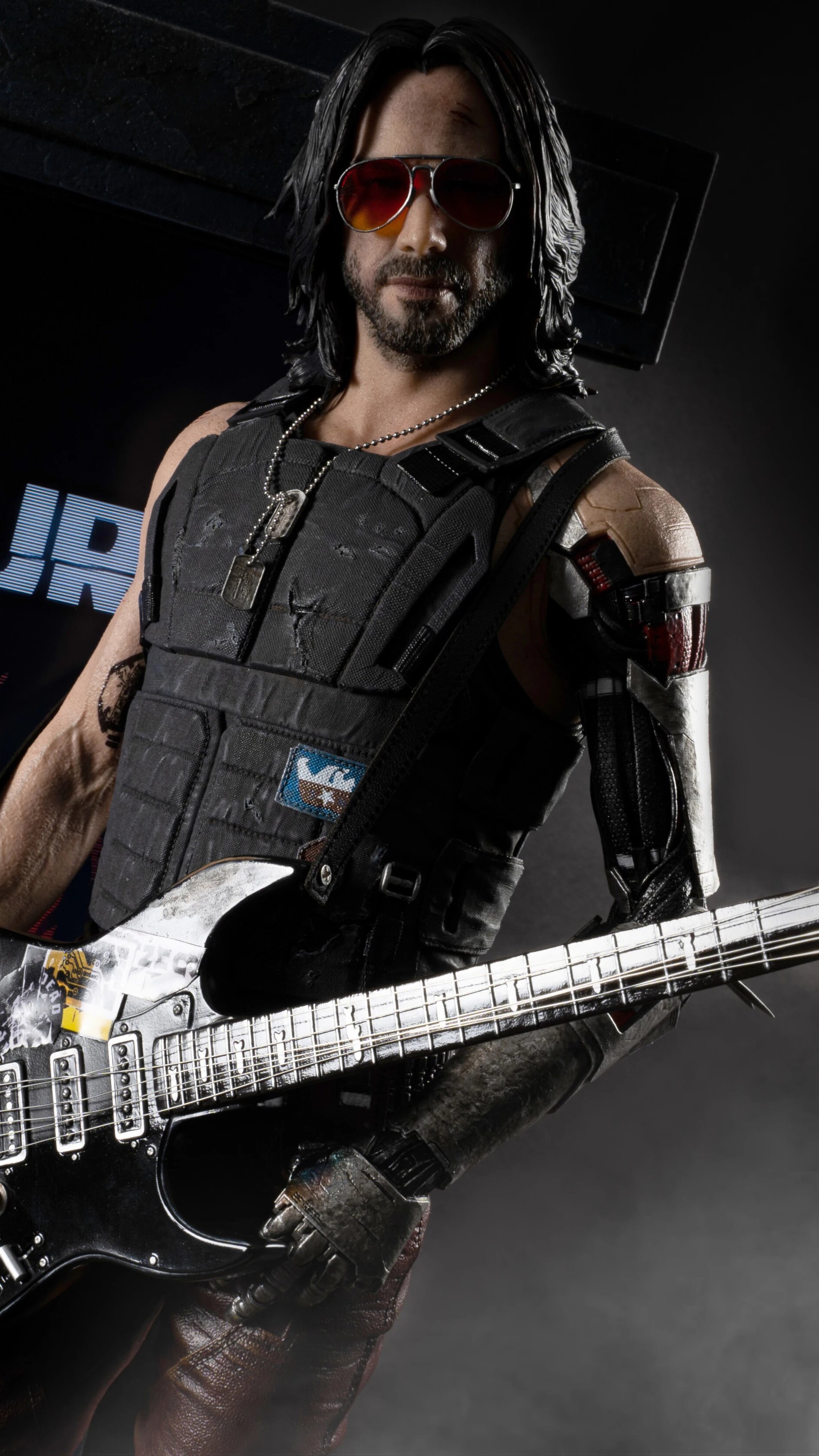 Johnny Silverhand from Cyberpunk 2077 with Guitar 4K HD Phone Wallpaper