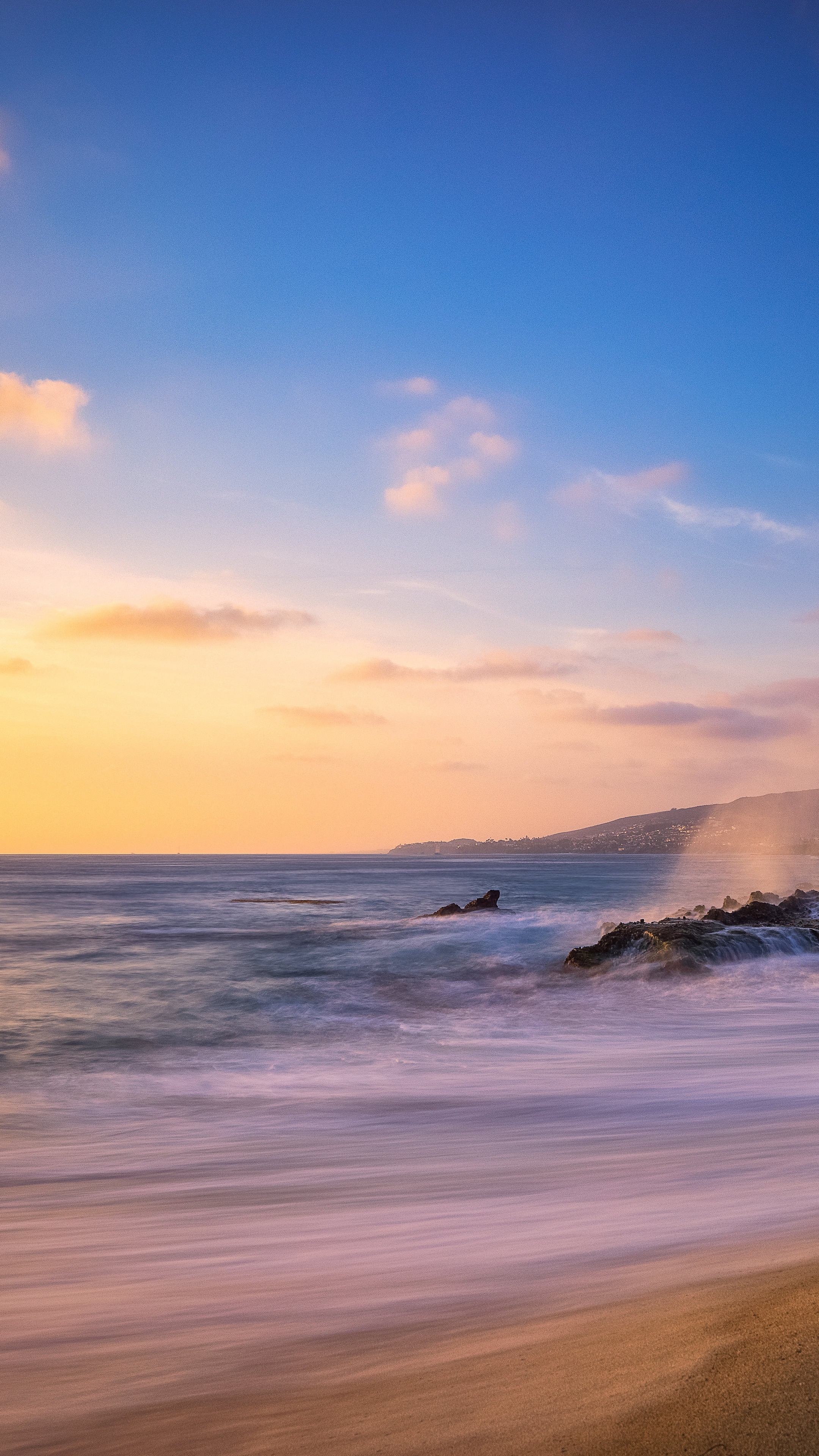 Seascape with ocean waves and sunset sky HD Phone Wallpaper