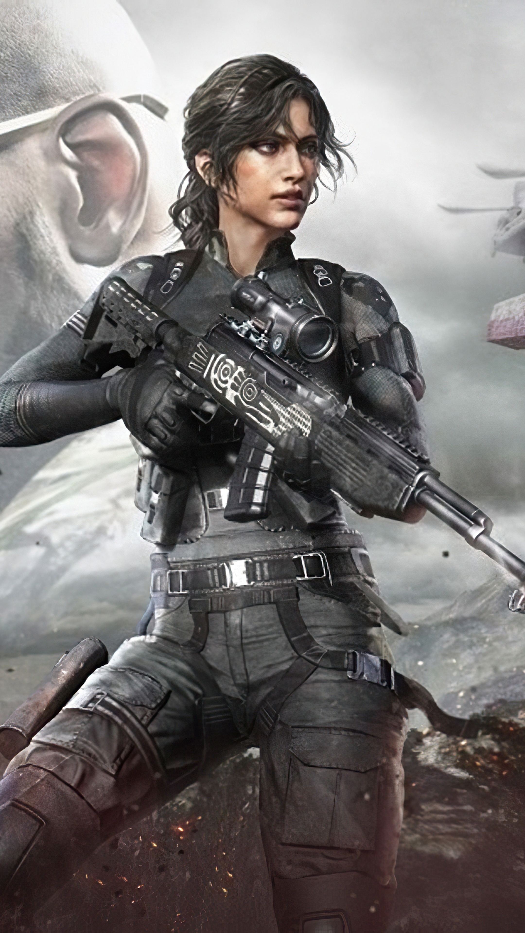 Woman with rifle in tactical gear HD Phone Wallpaper