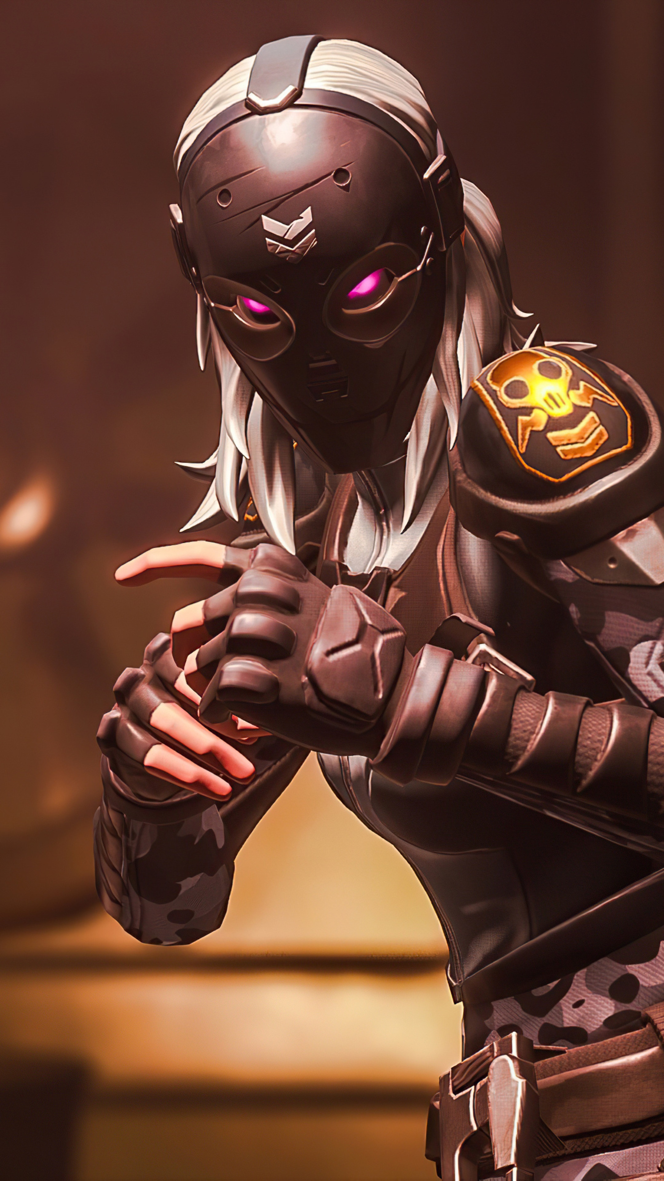 Fortnite character with skull armor HD Phone Wallpaper