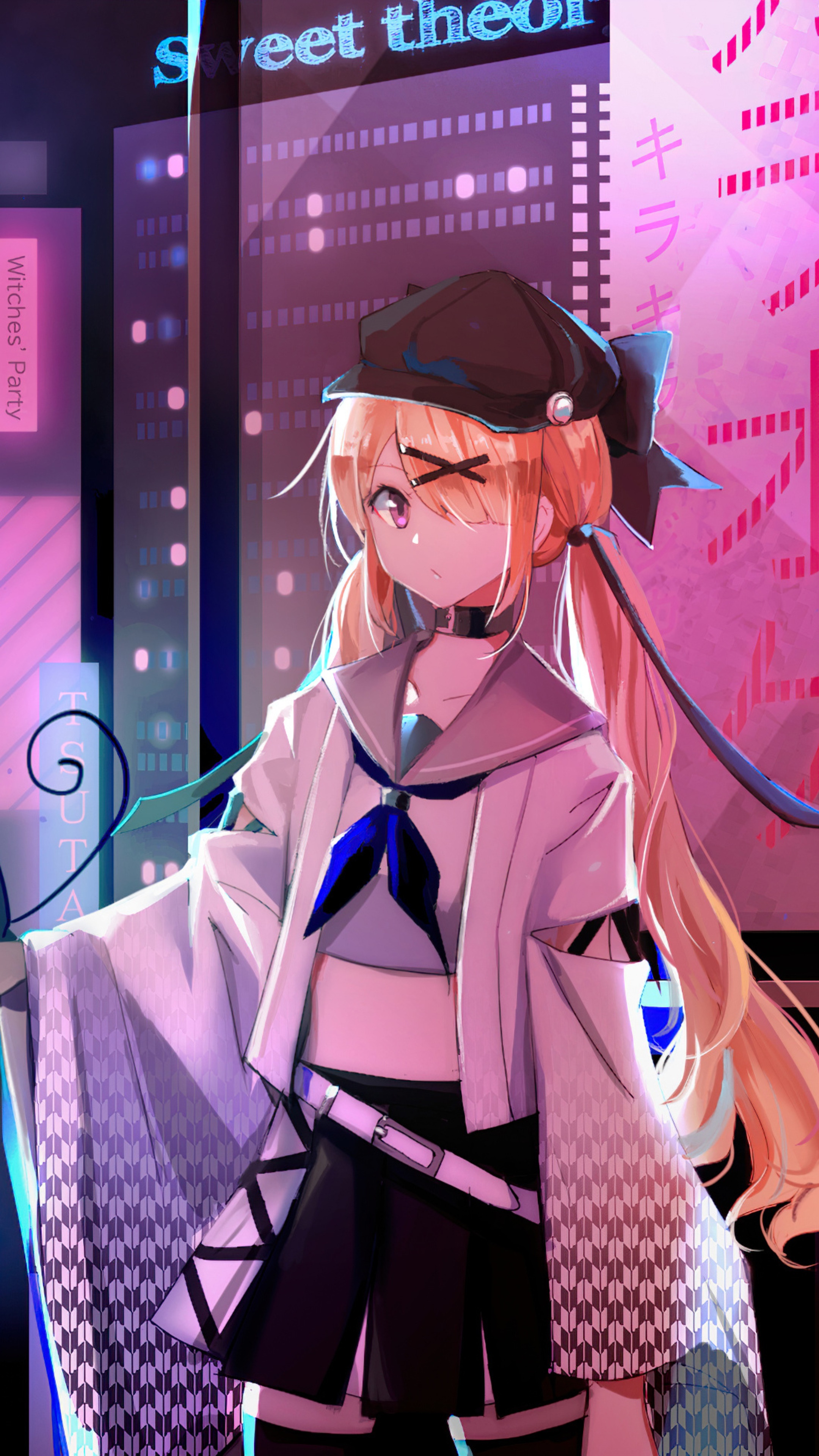 Anime girl in a futuristic city HD Phone Wallpaper