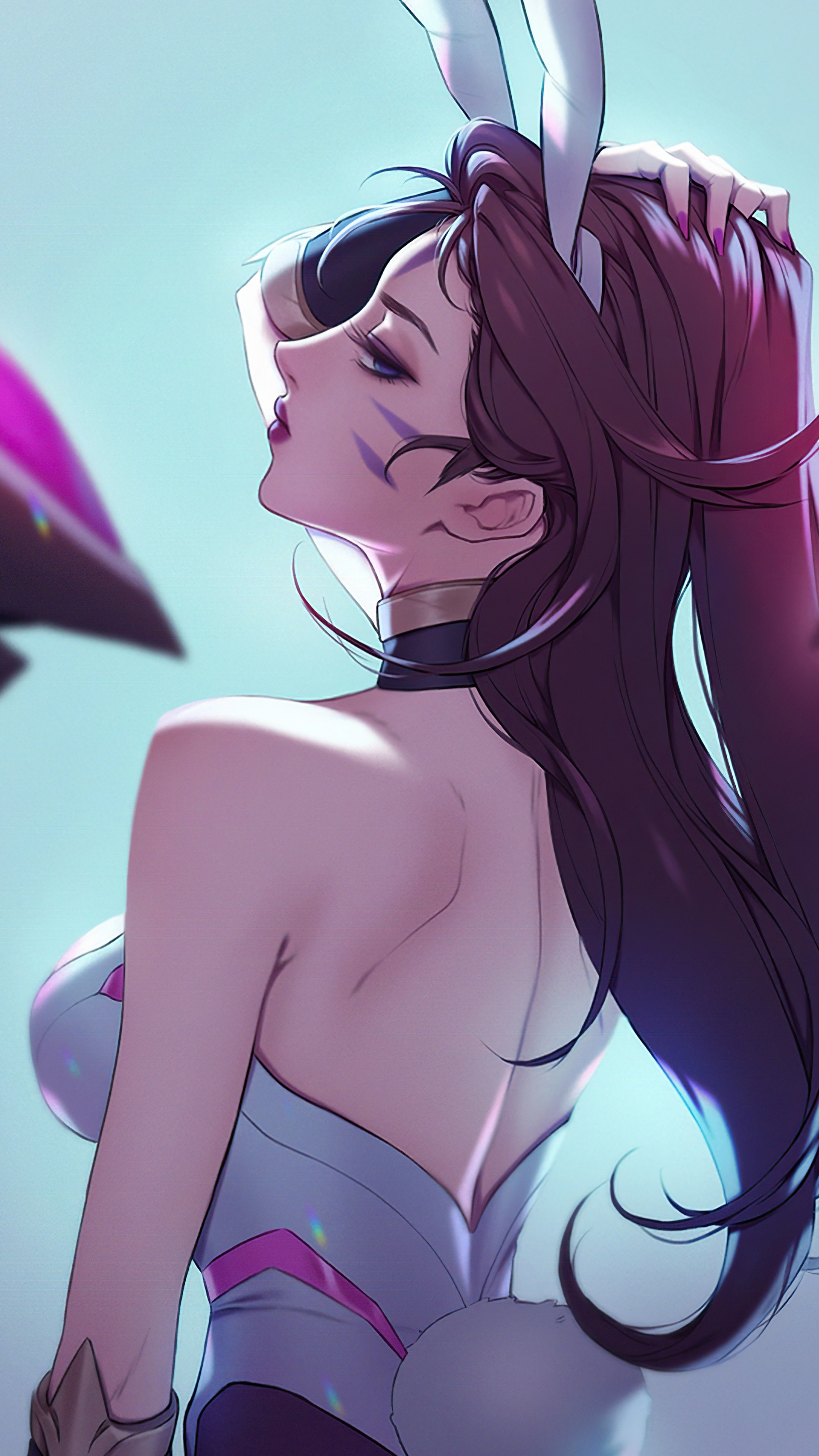 D.Va from Overwatch bunny suit artwork 4K HD Phone Wallpaper