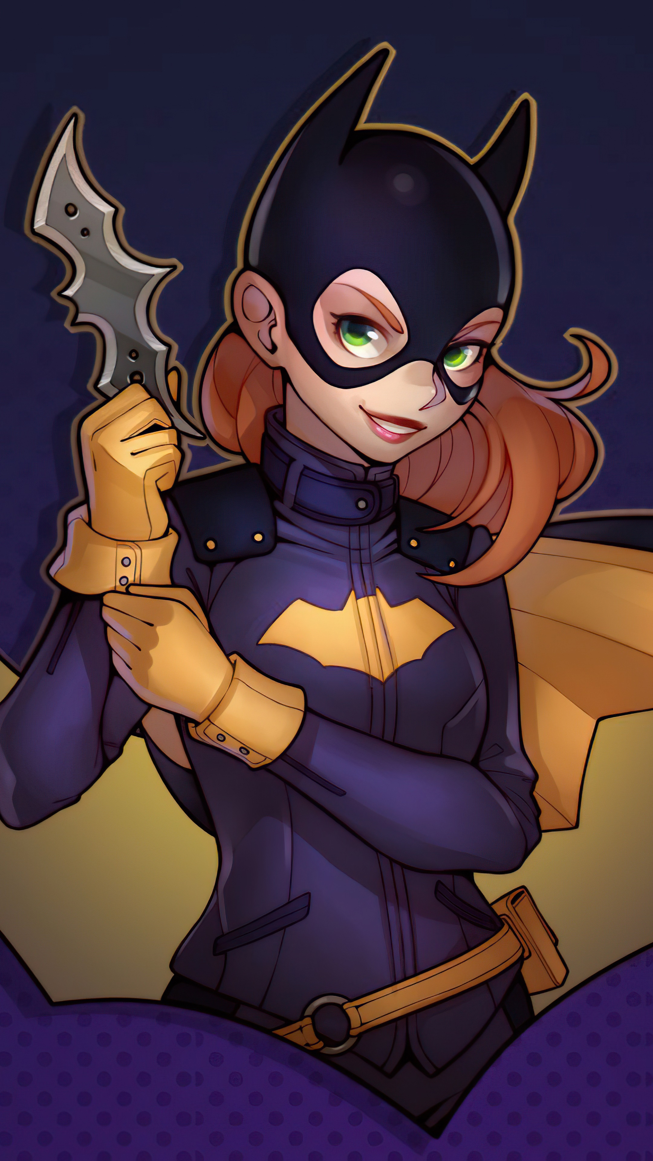 Batgirl holding a batarang HD Phone Wallpaper