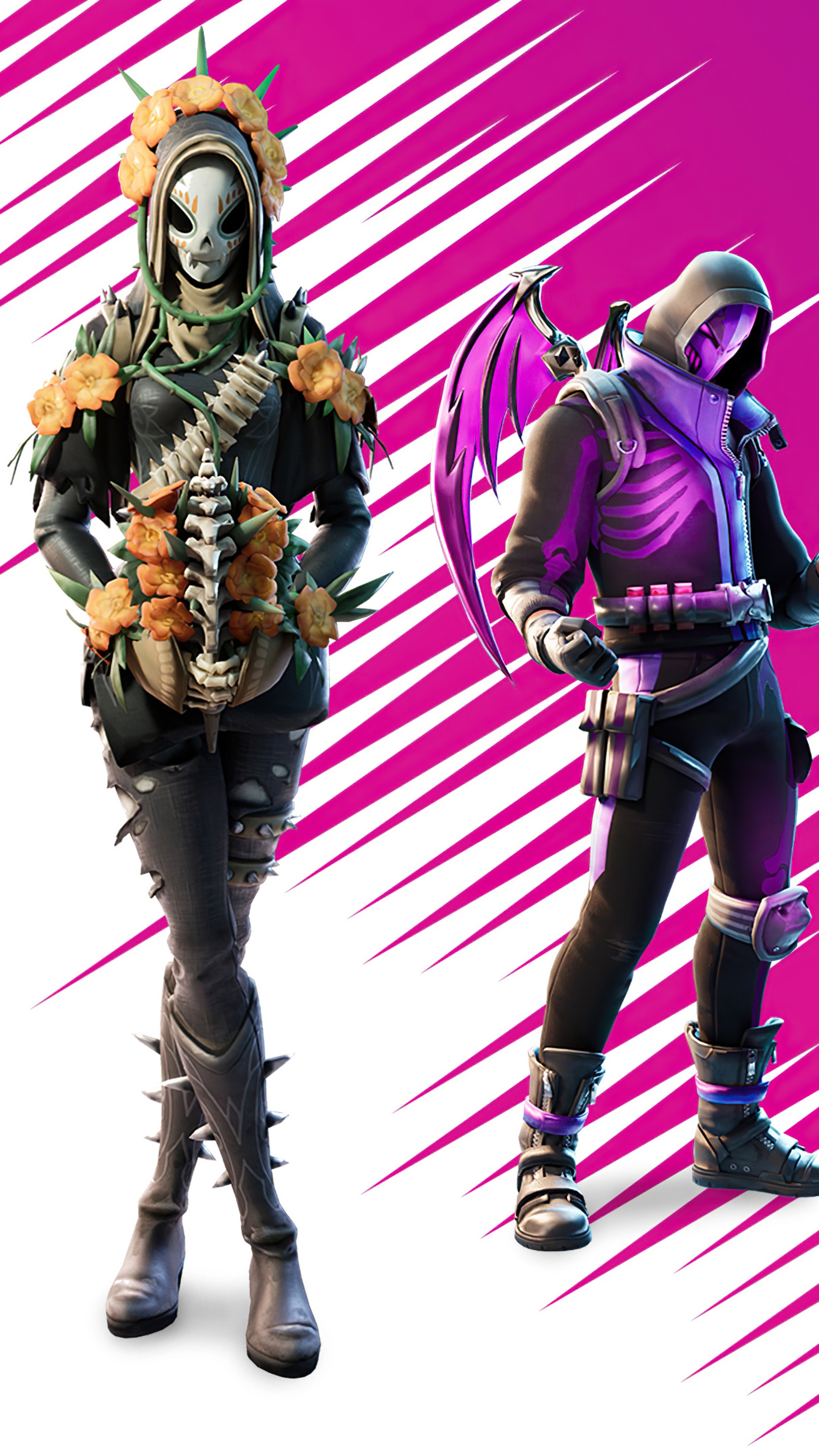 Fortnite characters with skeleton and wings HD Phone Wallpaper