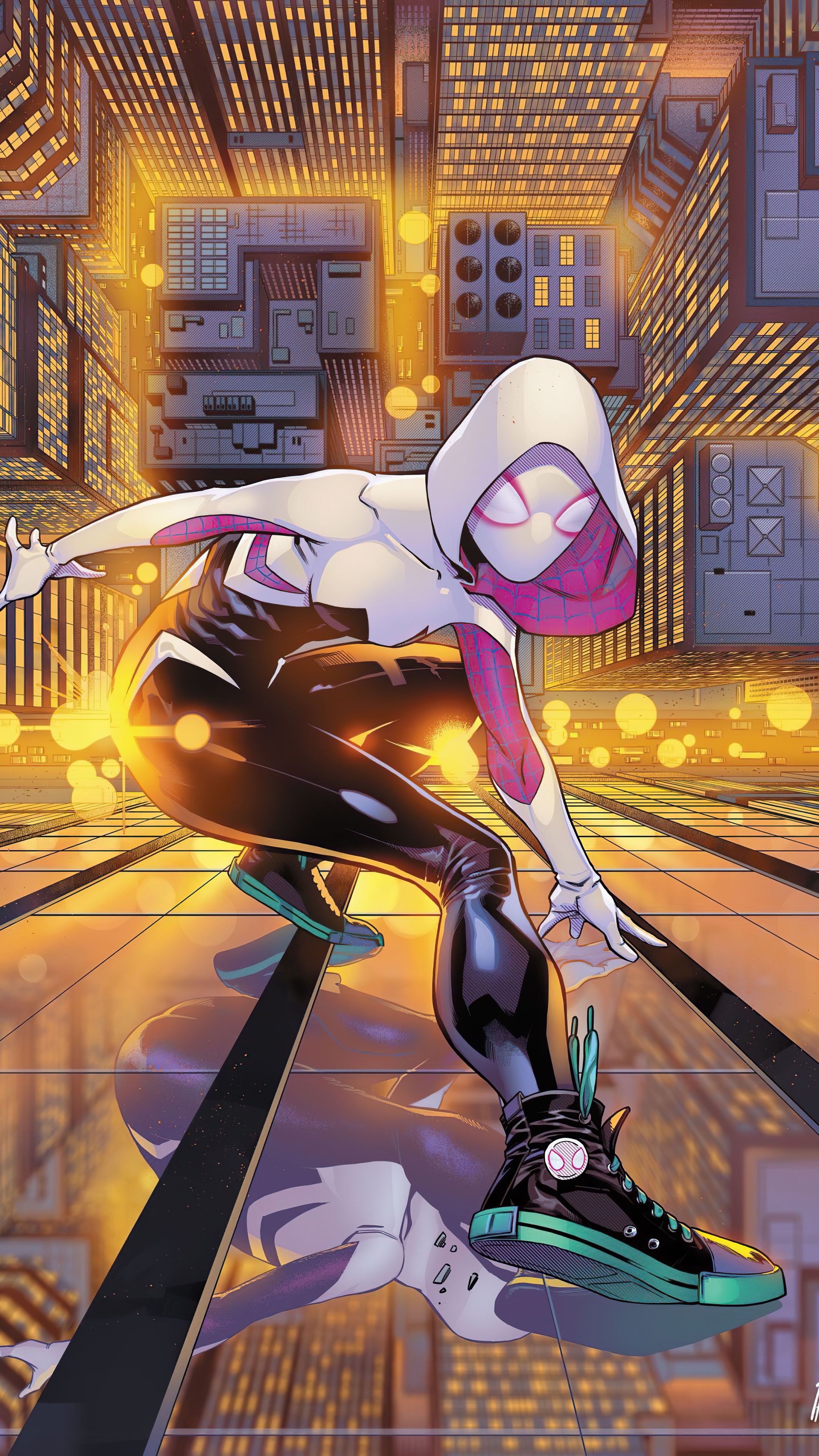 Spider-Gwen from Marvel Comics artwork 4K HD Phone Wallpaper